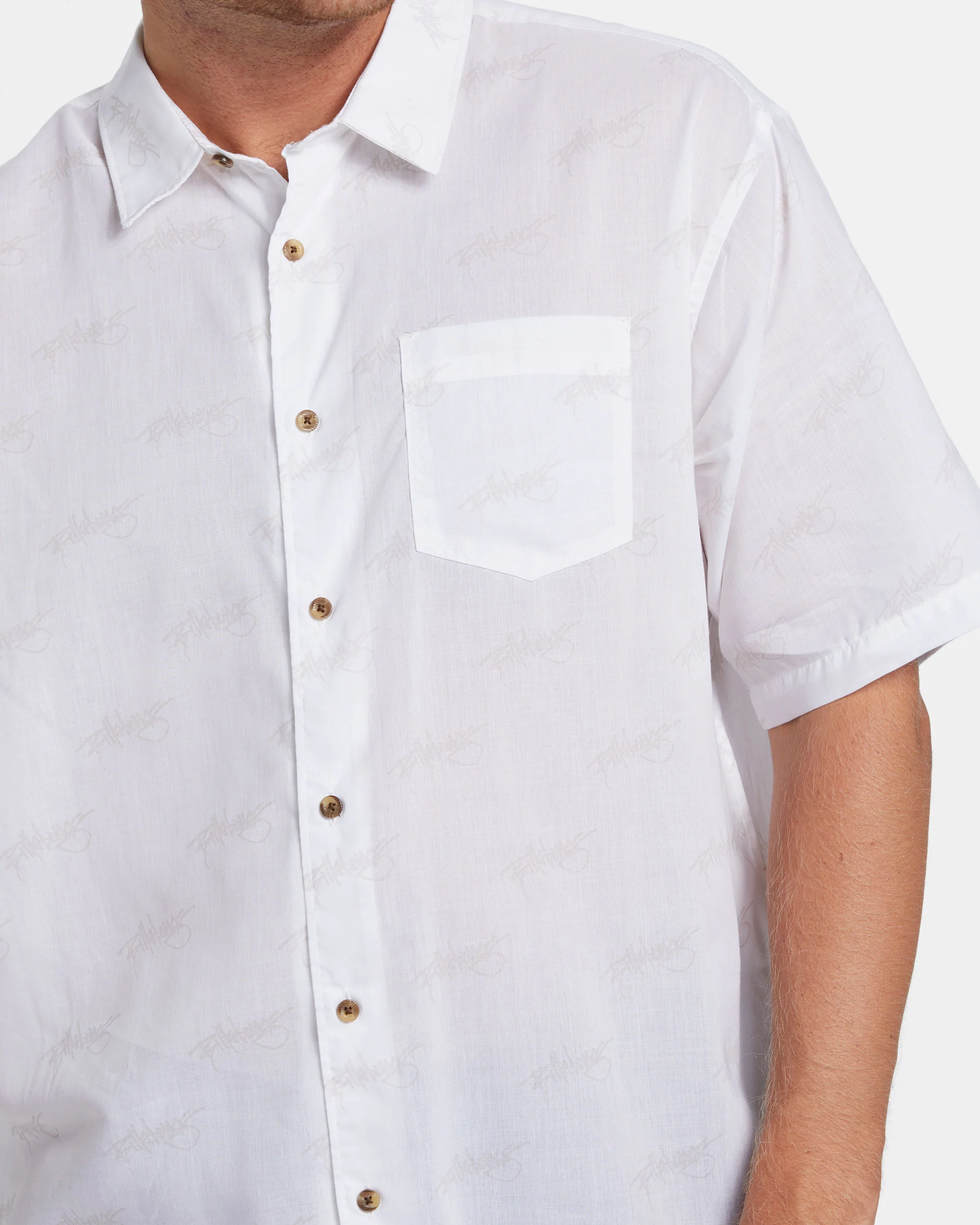 Billabong Script Short Sleeve Shirt - White -Biliabong Outlet