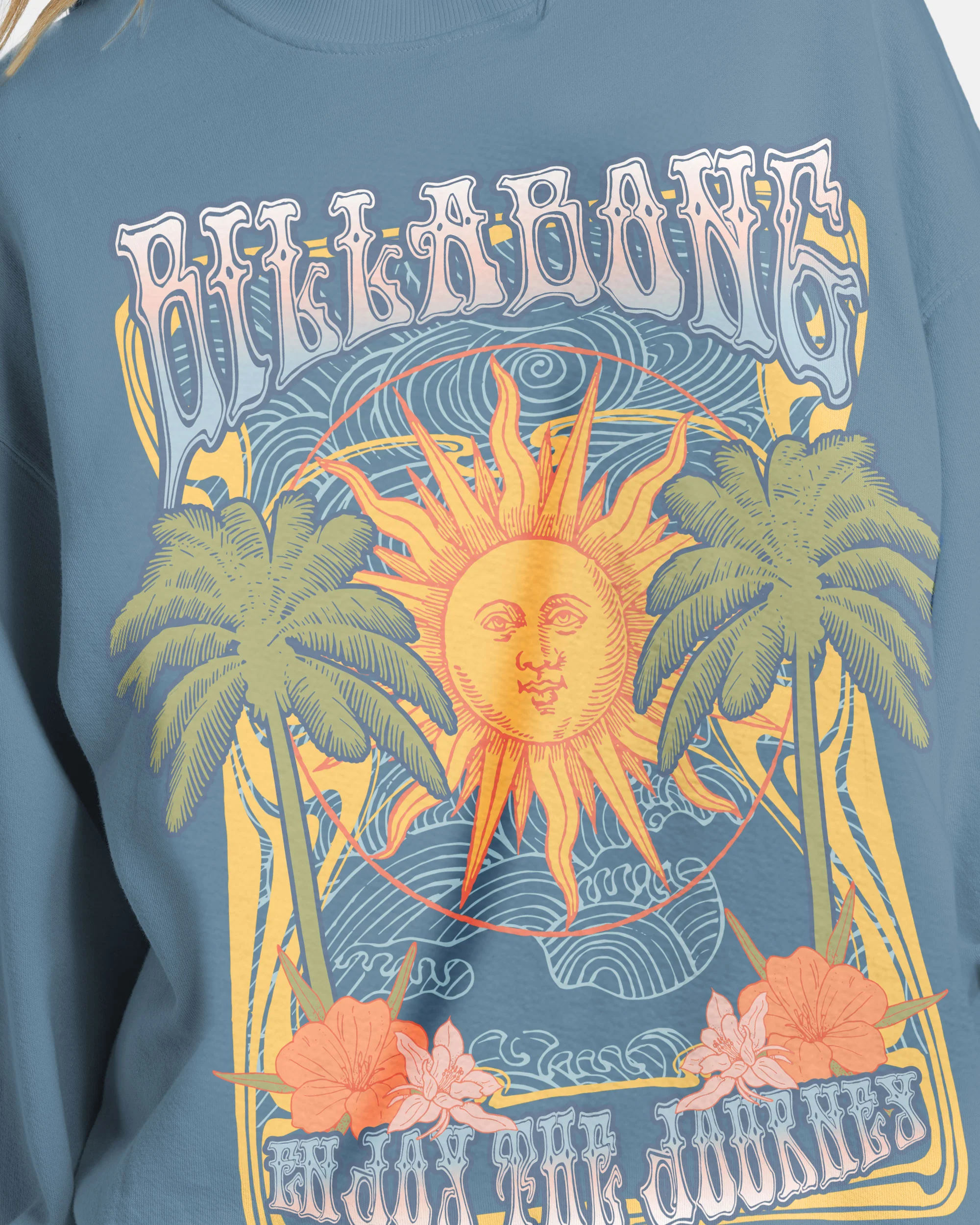 Billabong Ride In Oversized Crewneck Sweatshirt - Blue Shadow -Biliabong Outlet