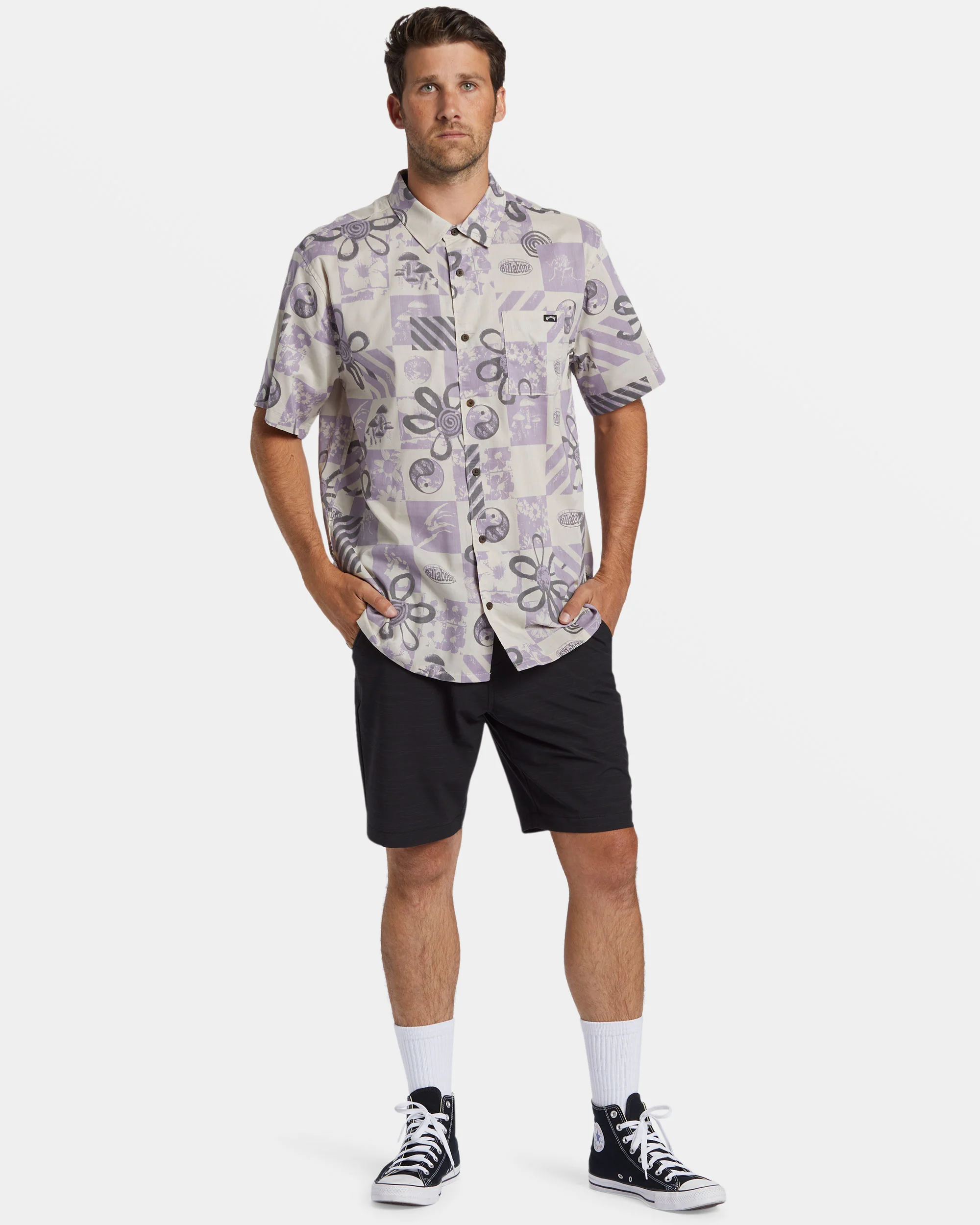 Billabong Double Vision Short Sleeve Shirt - Purple Ash -Biliabong Outlet