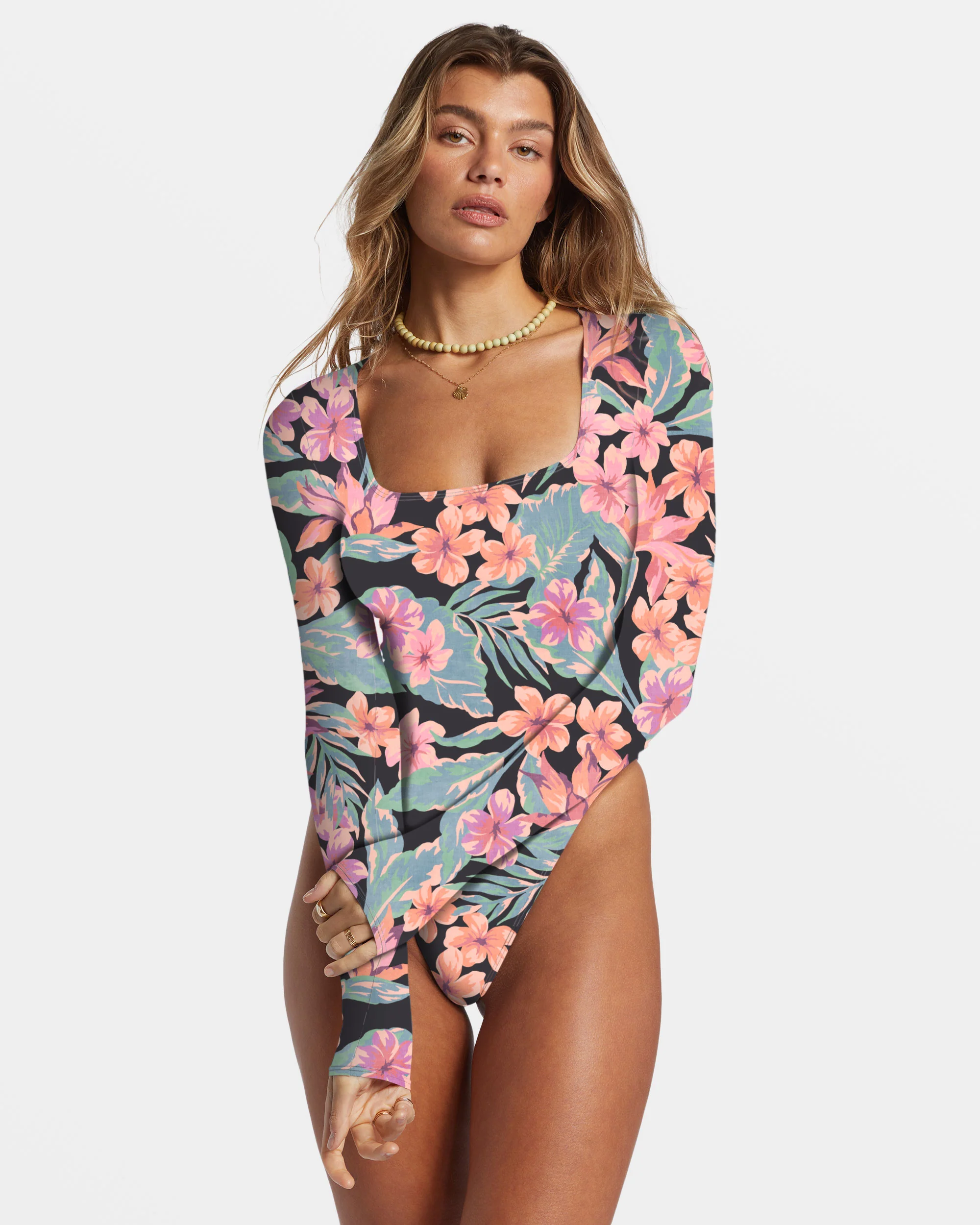 Billabong Nights In Paradise Long Sleeve UPF 50 One-Piece Swimsuit - Multi -Biliabong Outlet