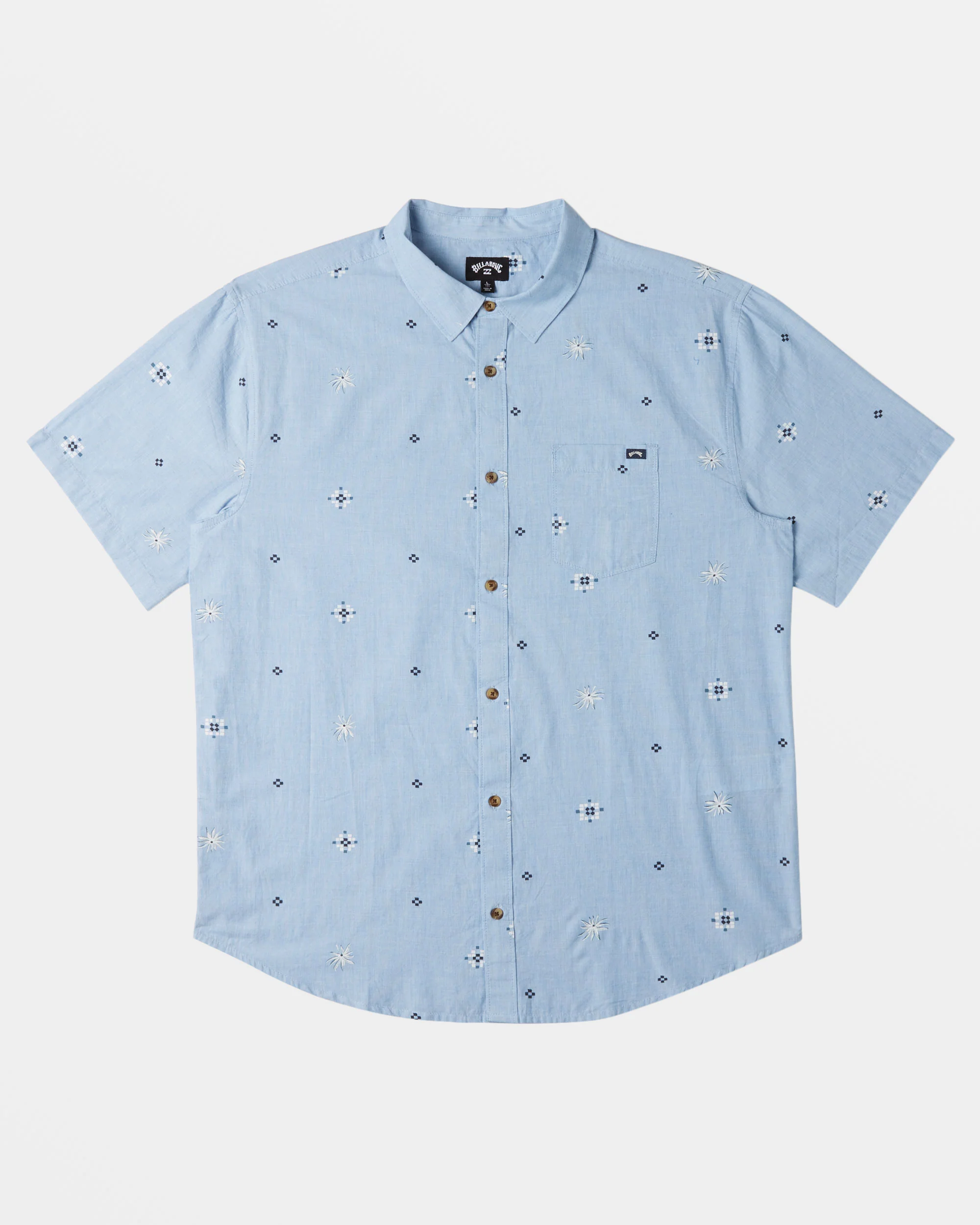 Billabong Sundays Mini Short Sleeve Shirt - Smoke Blue -Biliabong Outlet