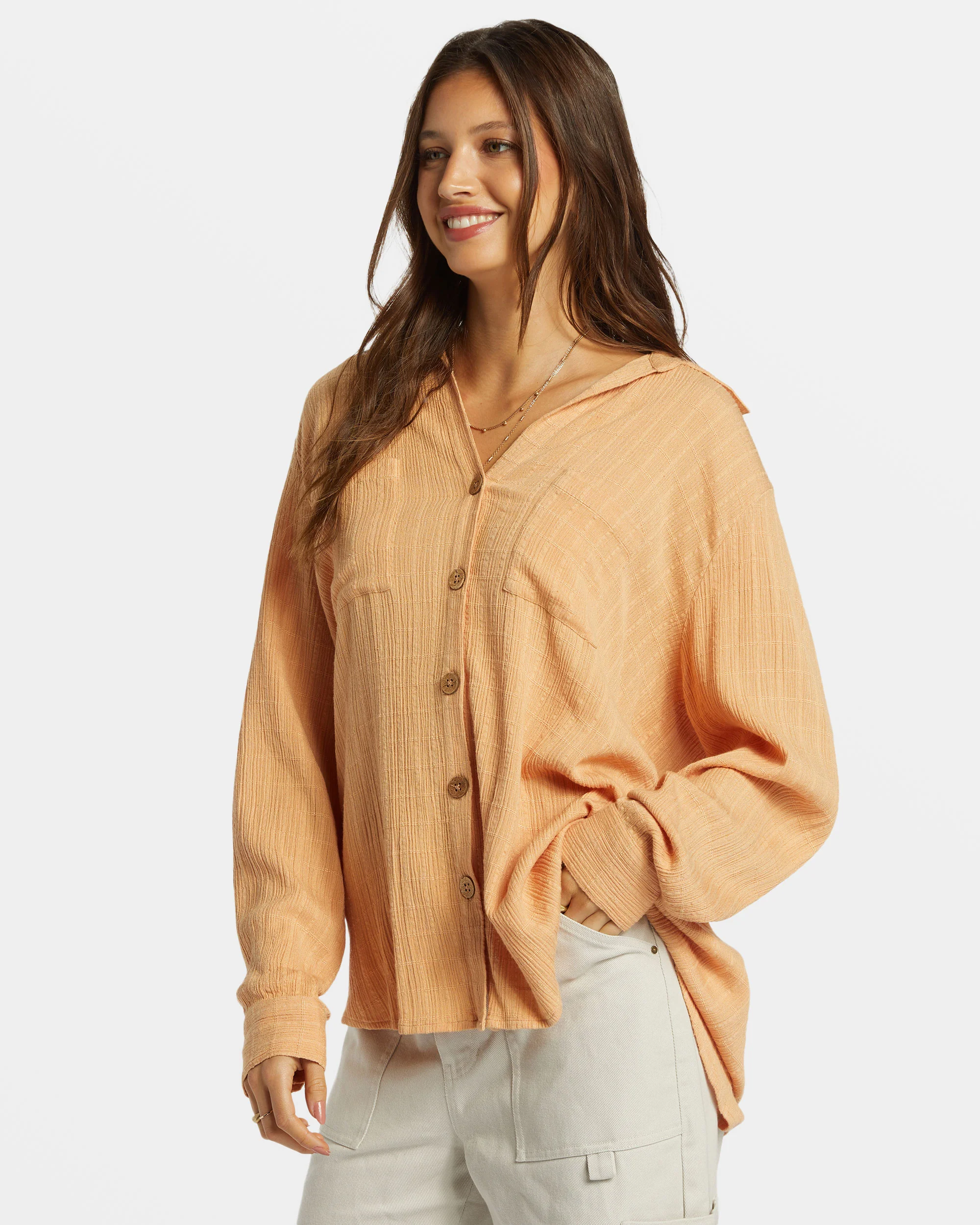 Billabong Swell Long Sleeve Shirt - Baked Clay -Biliabong Outlet