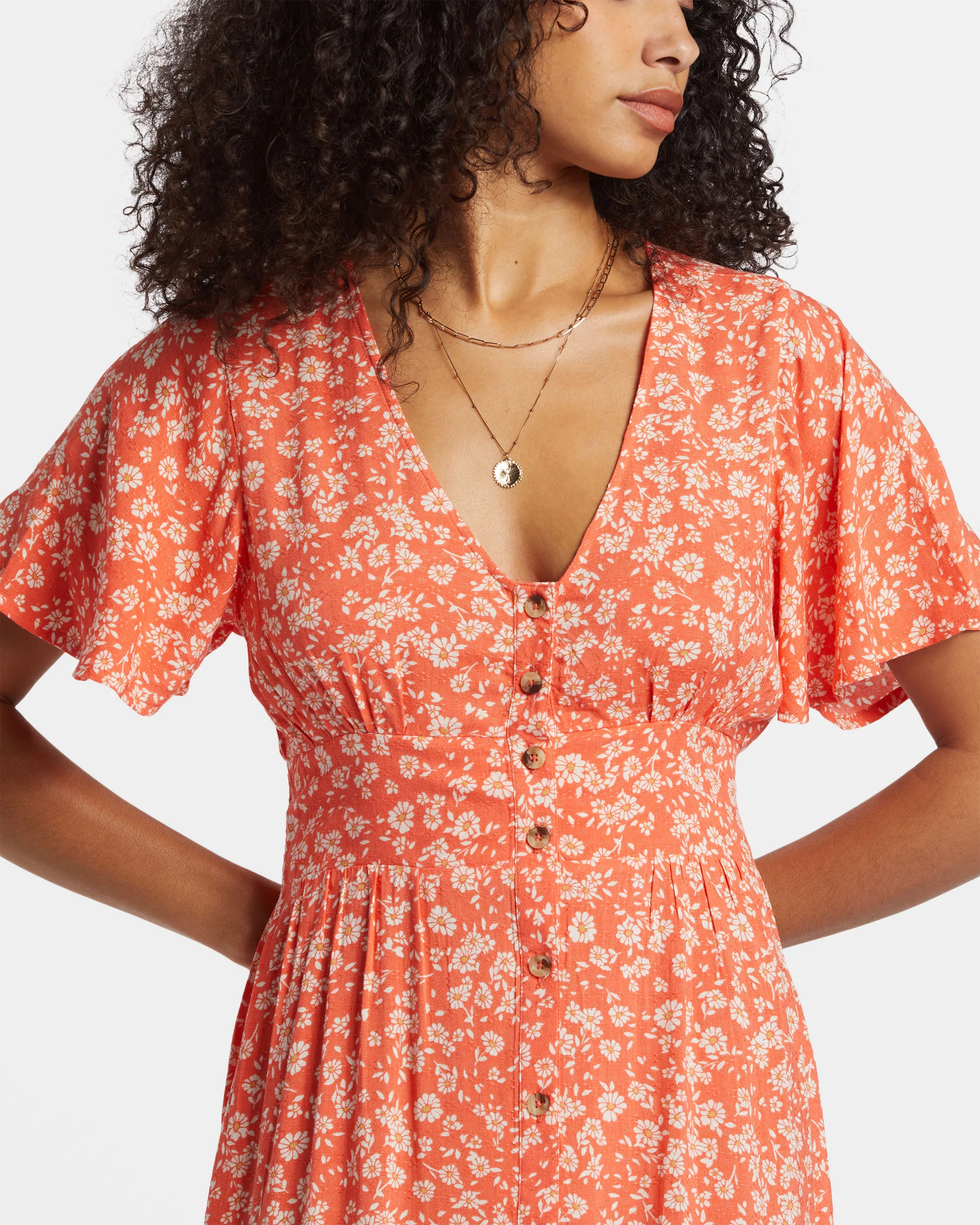 Billabong Floral Dreamer Maxi Dress - Papaya -Biliabong Outlet