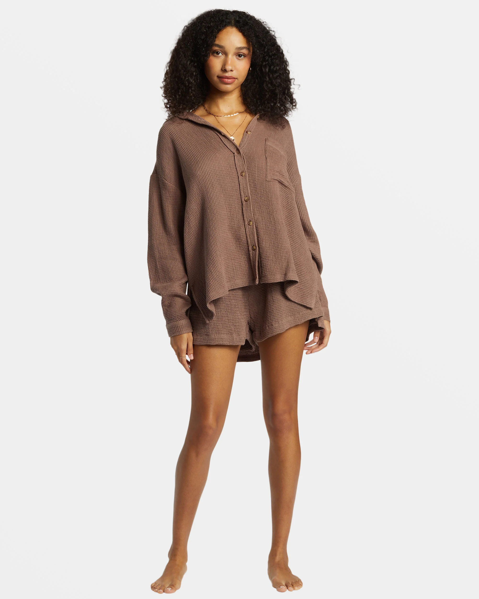 Billabong Odyssey Long Sleeve Shacket - Kona -Biliabong Outlet