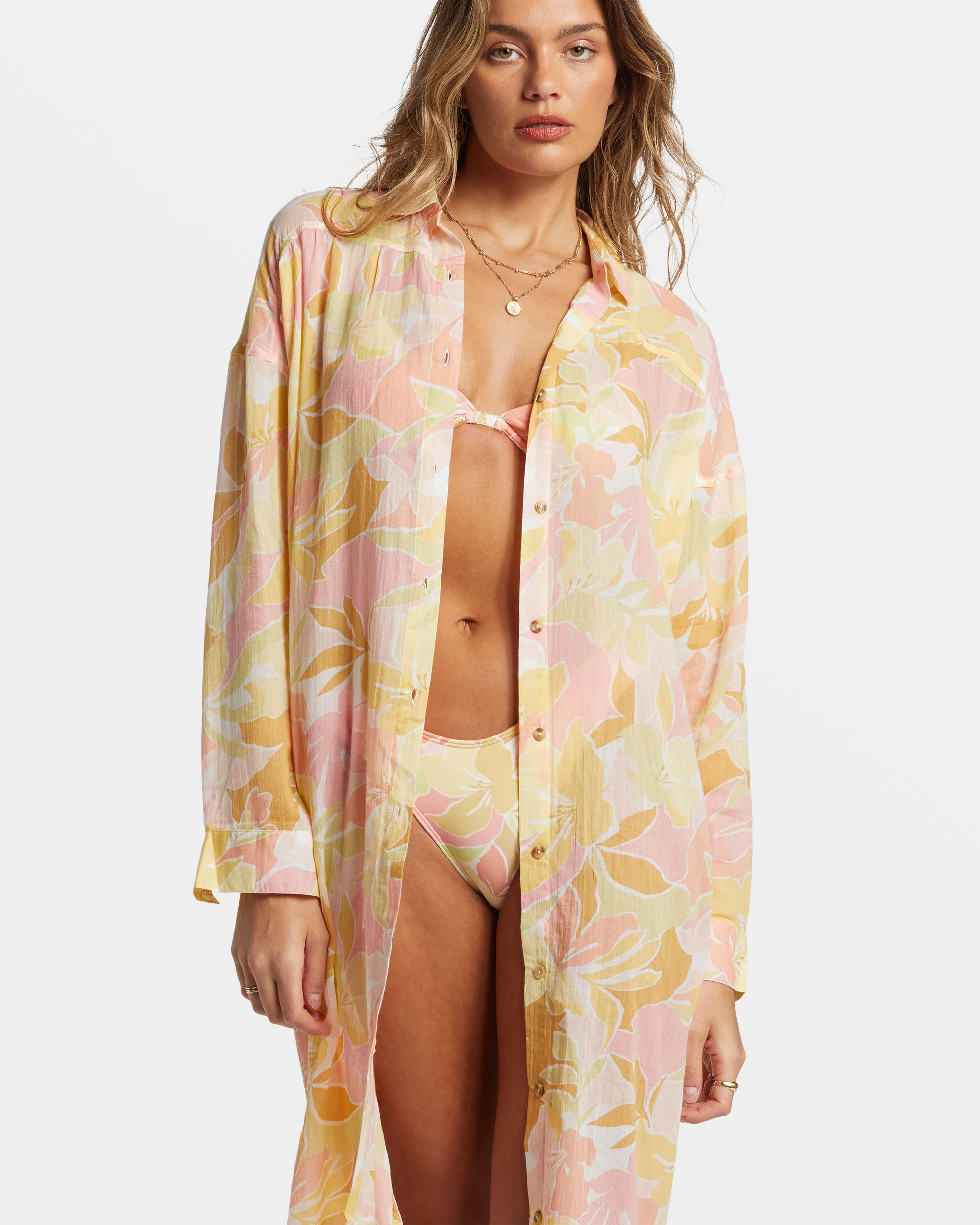 Billabong Daylight Dreamin Midi Shirt Swim Cover-Up - Multi -Biliabong Outlet