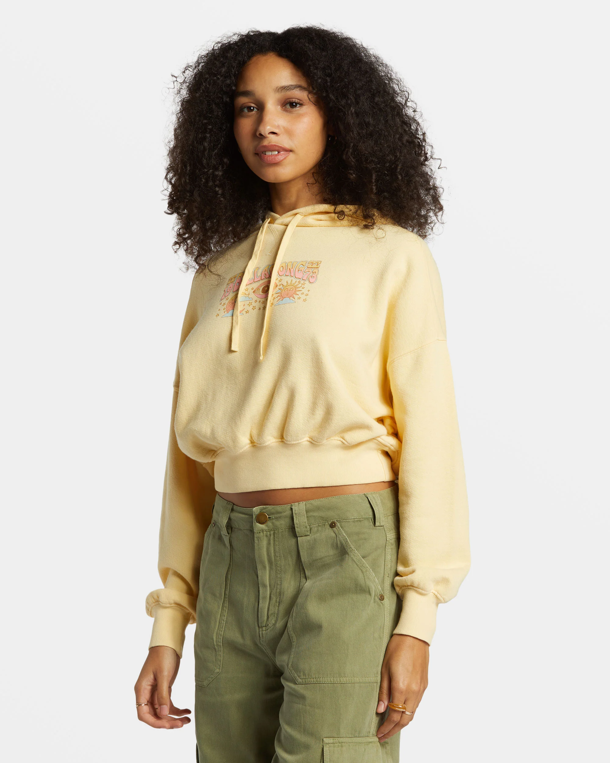 Billabong All Time Fleece Pullover Sweatshirt - Retro Yellow -Biliabong Outlet