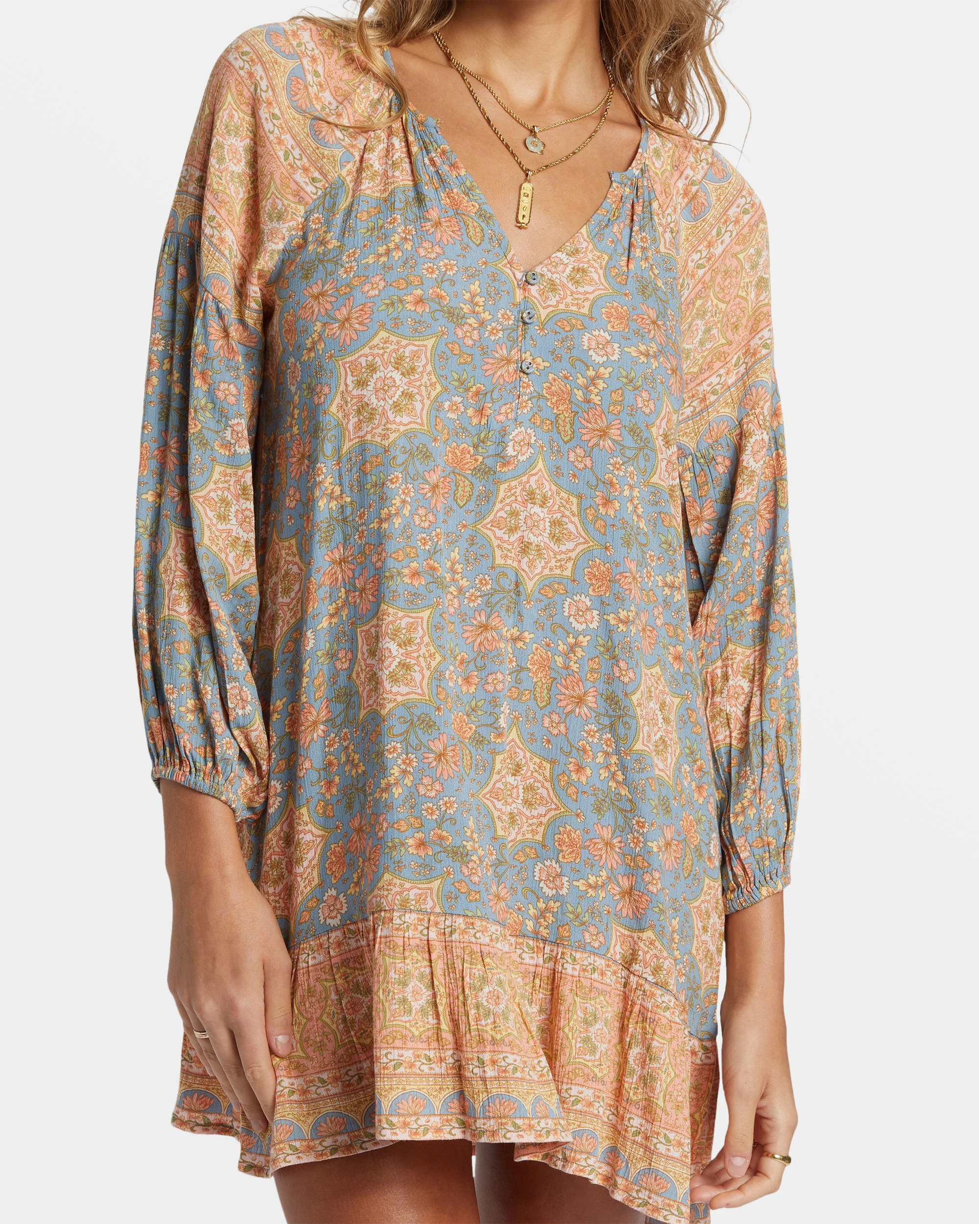 Billabong Shes A Dreamer Mini Dress - Western Sky -Biliabong Outlet