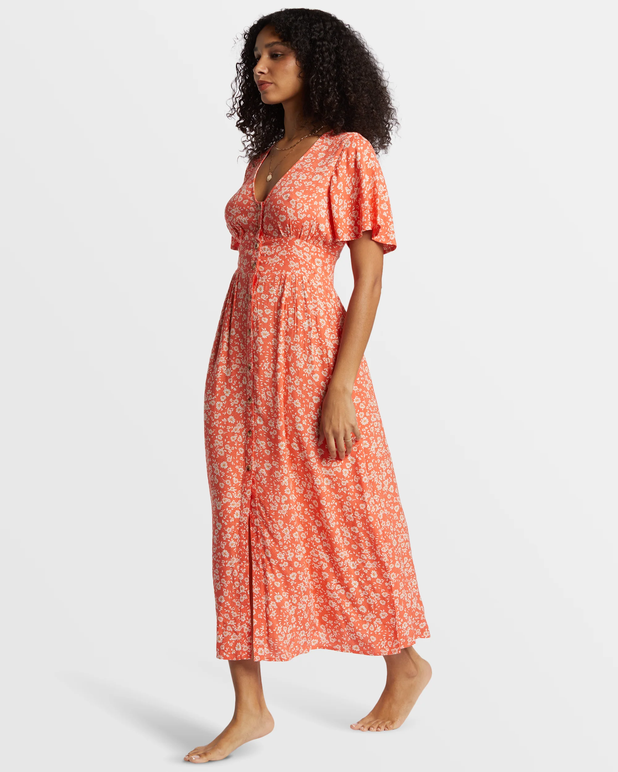 Billabong Floral Dreamer Maxi Dress - Papaya -Biliabong Outlet
