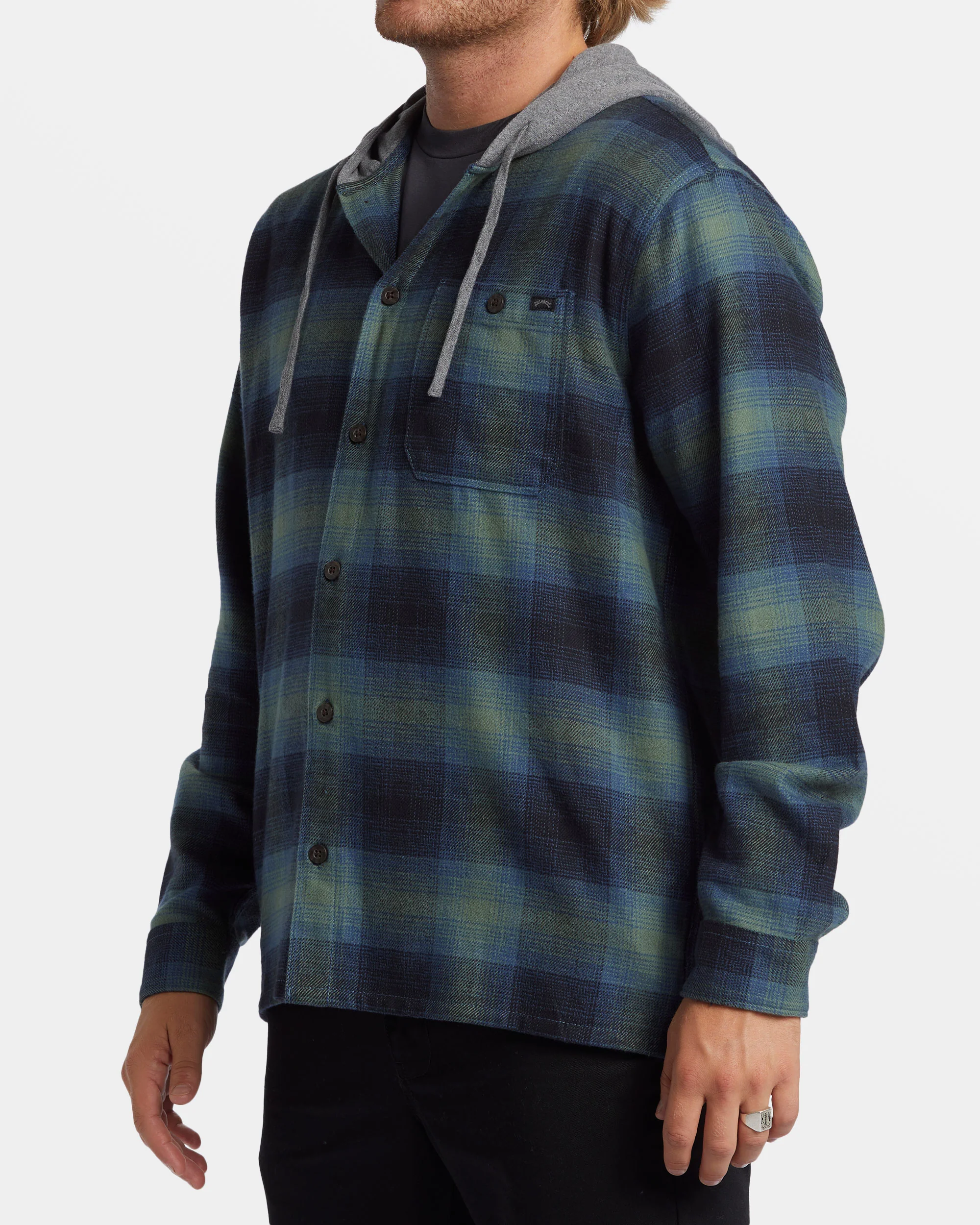 Billabong Baja Hooded Flannel Shirt - Fern -Biliabong Outlet