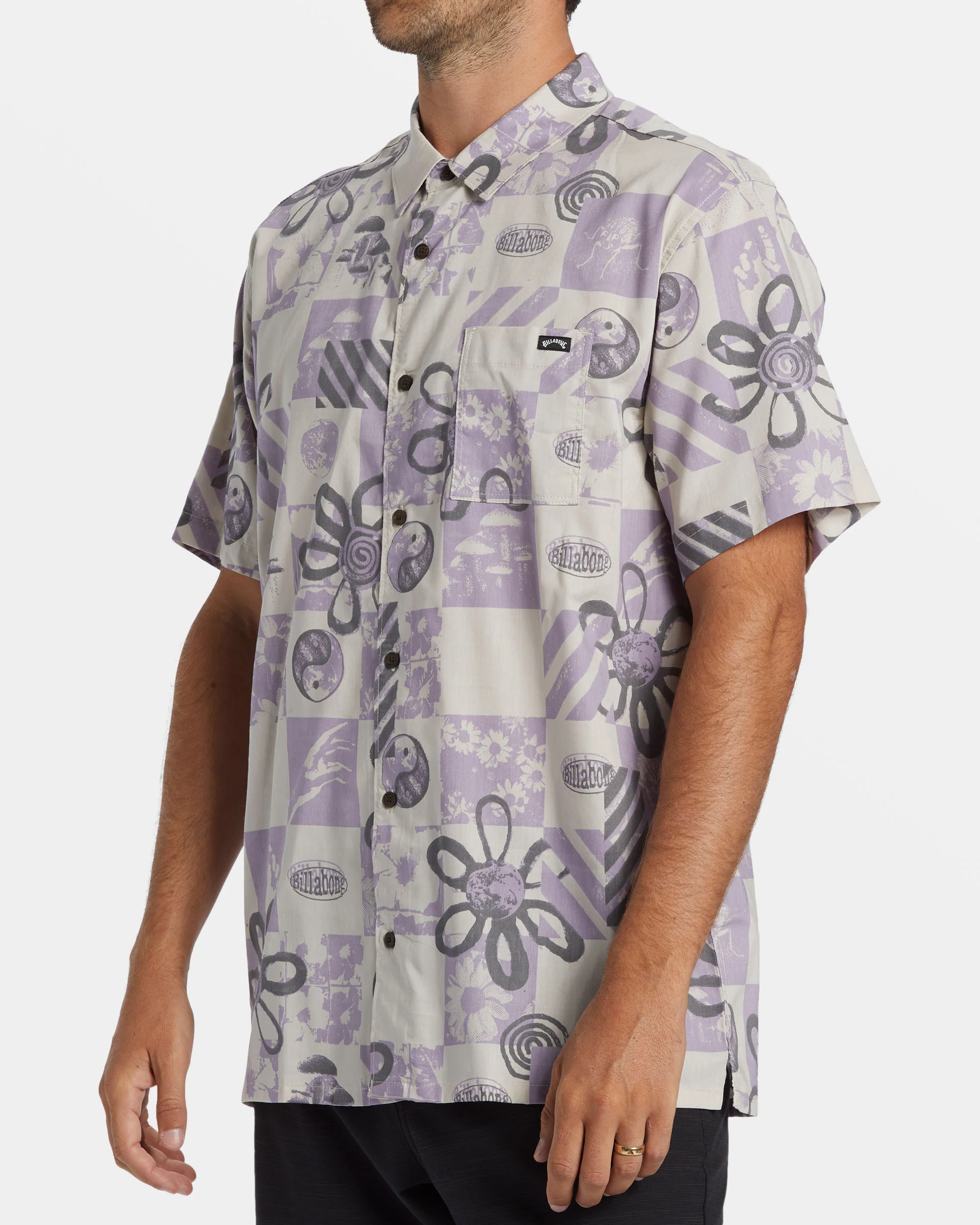 Billabong Double Vision Short Sleeve Shirt - Purple Ash -Biliabong Outlet