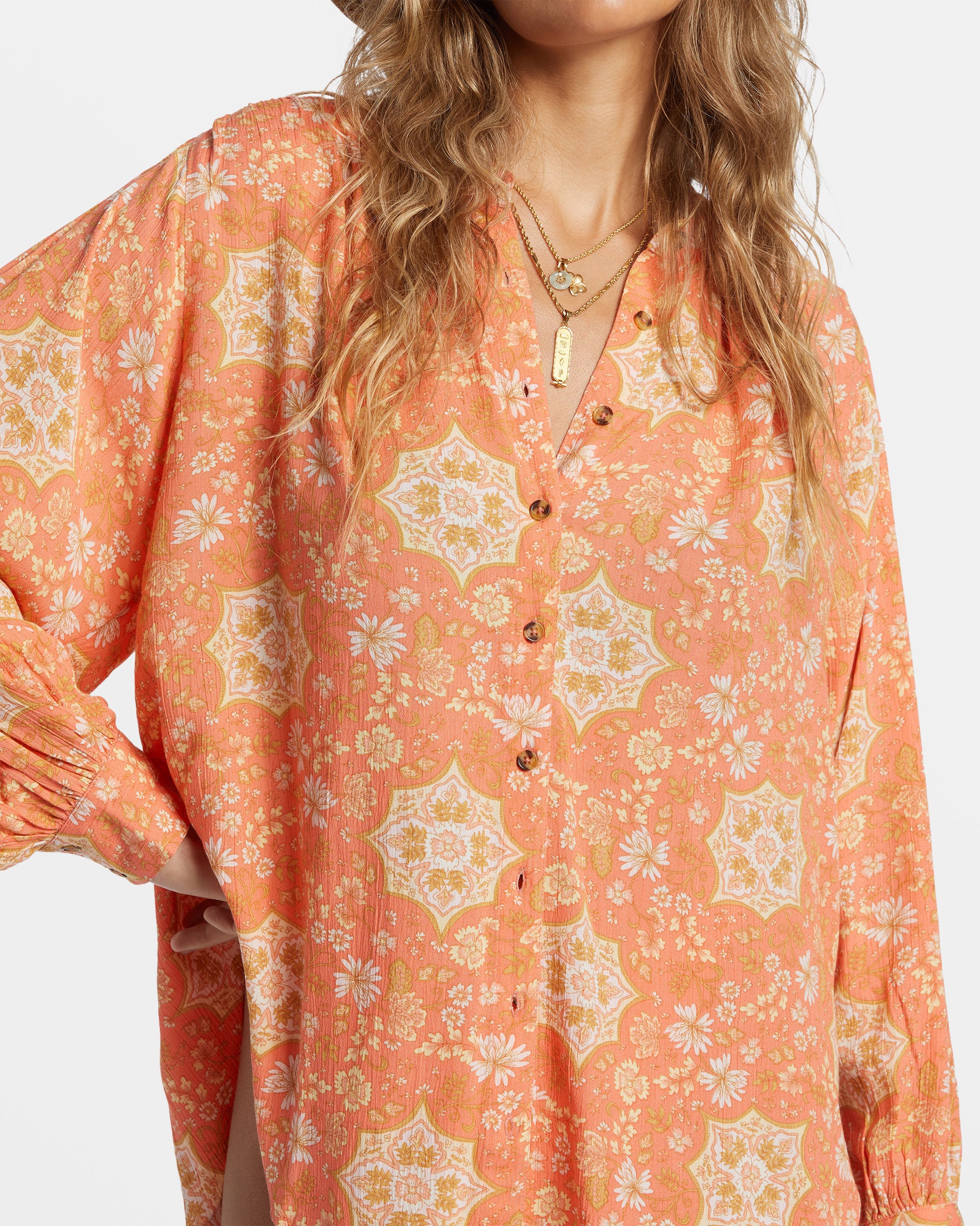 Billabong Dream Space Long Sleeve Shirt - Sweet Papaya -Biliabong Outlet