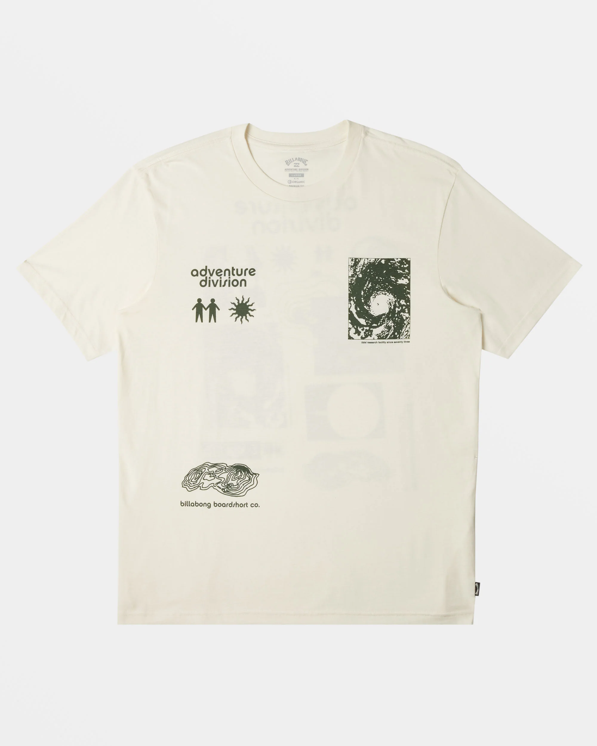 Billabong Tidal Research T-Shirt - Off White -Biliabong Outlet