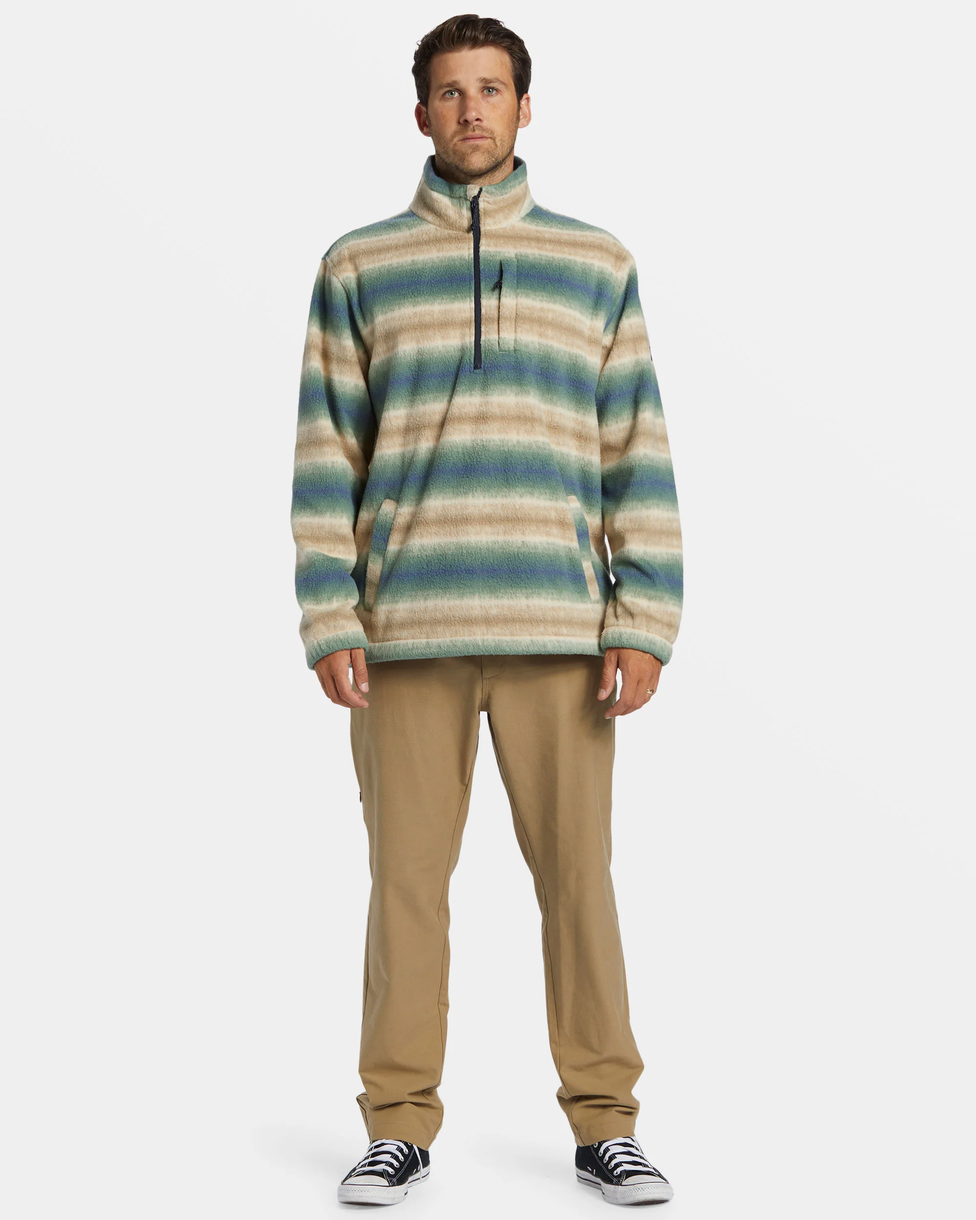 Billabong Boundary Polar Fleece Half Zip Pullover - Dune -Biliabong Outlet