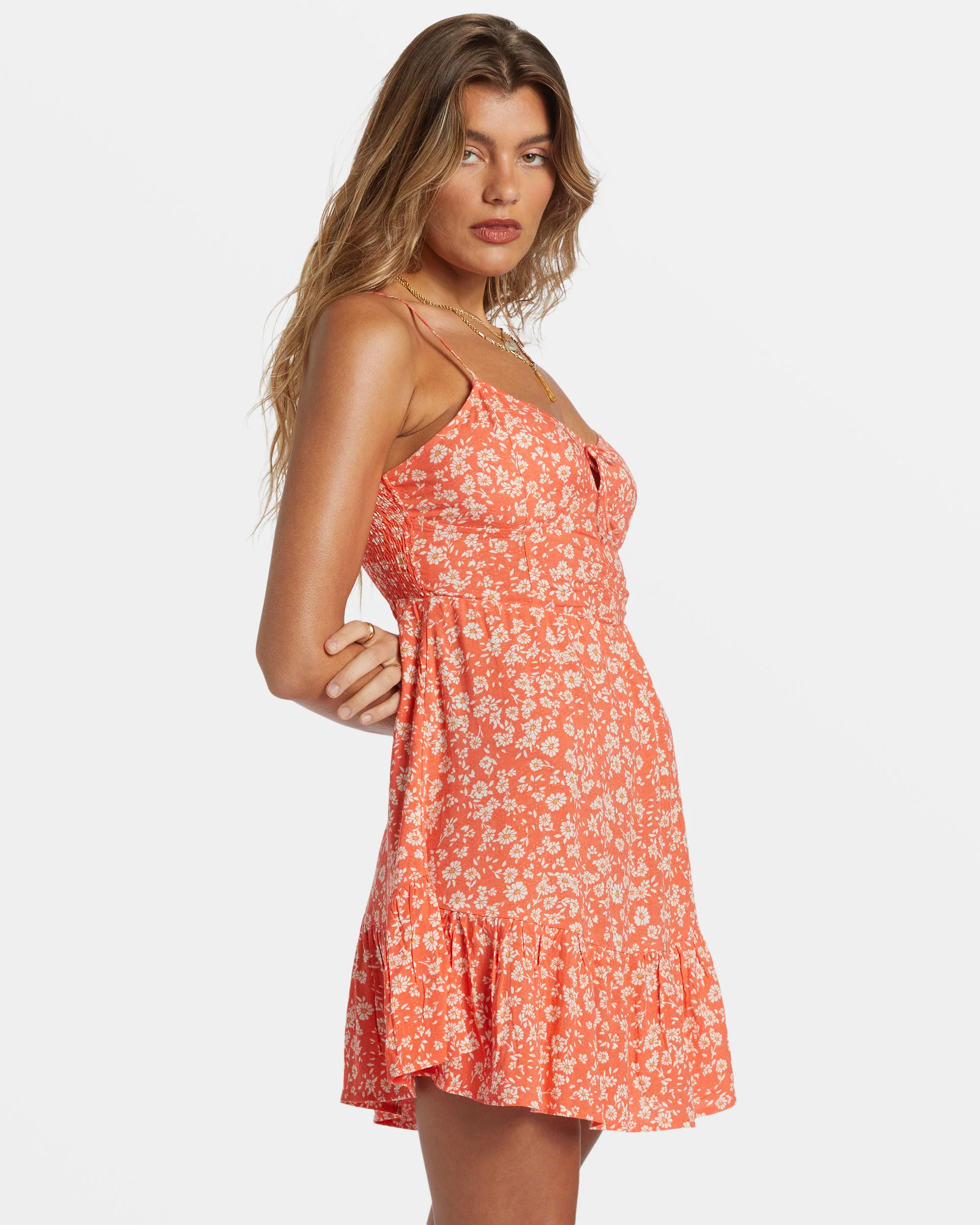 Billabong Texas Mini Dress - Papaya -Biliabong Outlet