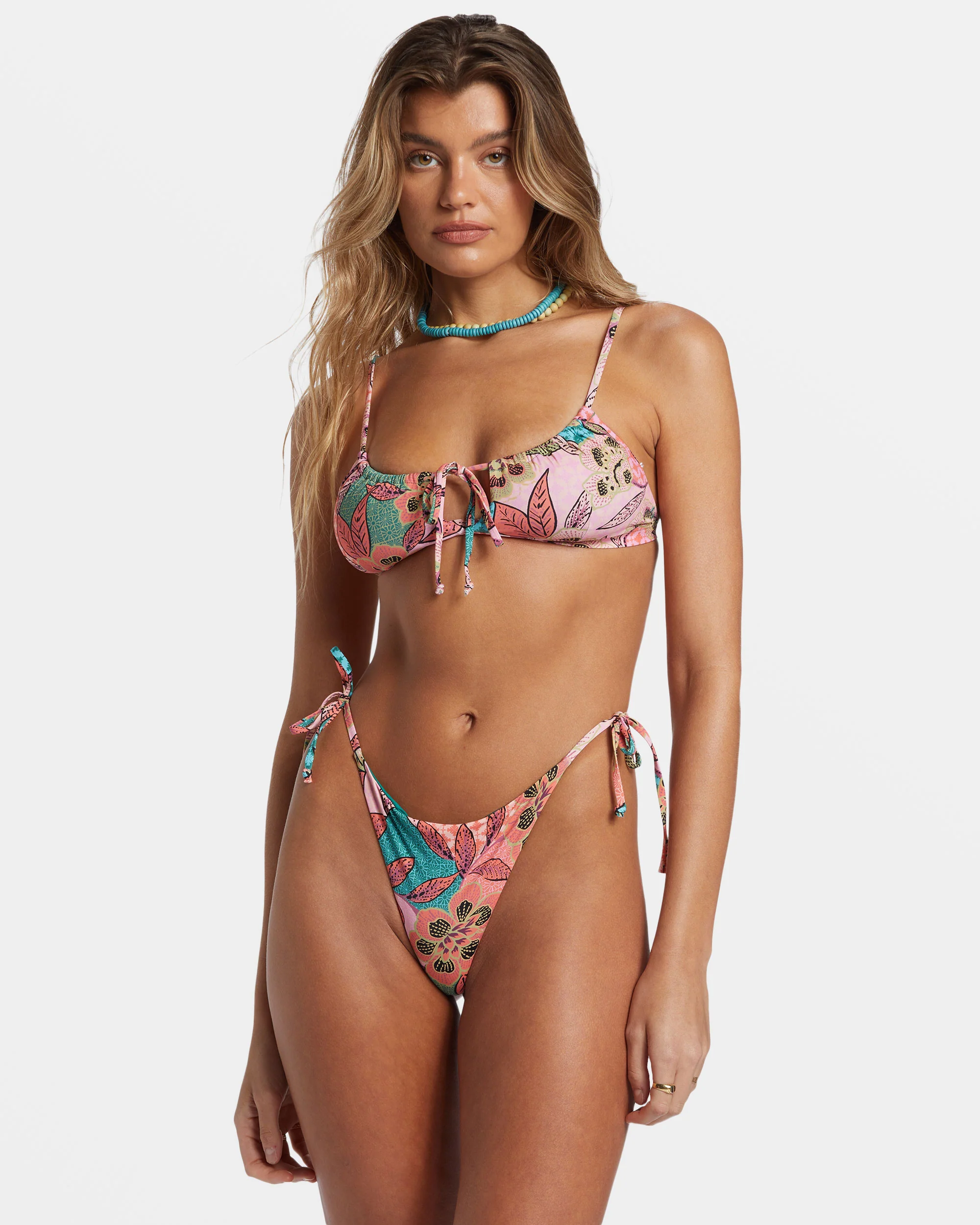 Billabong Visions Of Paradise Side-Tie Tanga Bikini Bottoms - Multi -Biliabong Outlet