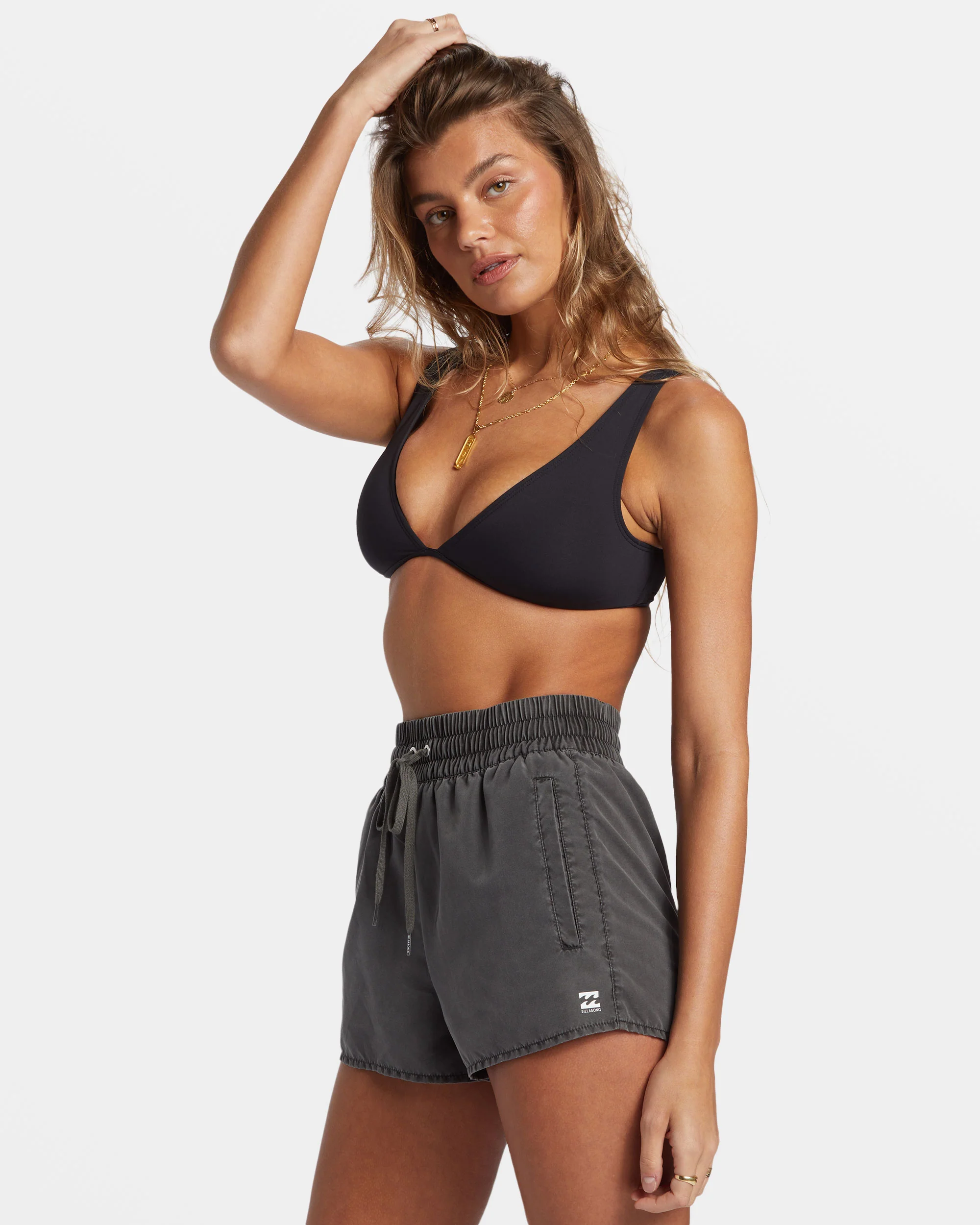 Billabong Sol Searcher New Elastic Waist Volleys - Black Pebble -Biliabong Outlet
