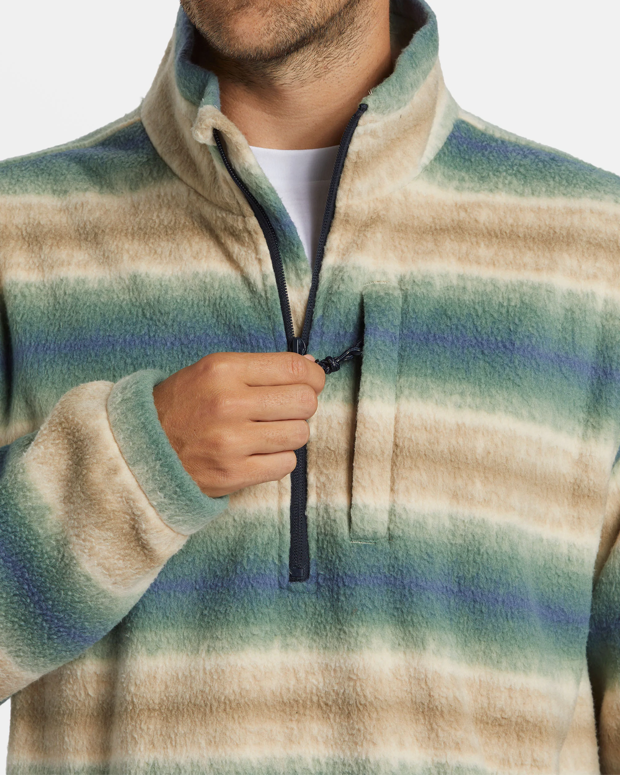 Billabong Boundary Polar Fleece Half Zip Pullover - Dune -Biliabong Outlet