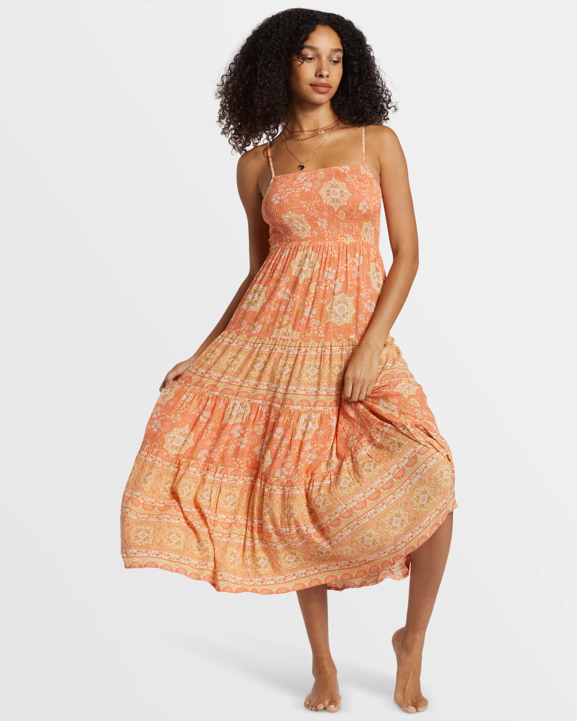 Billabong Dream Space Midi Dress - Sweet Papaya -Biliabong Outlet