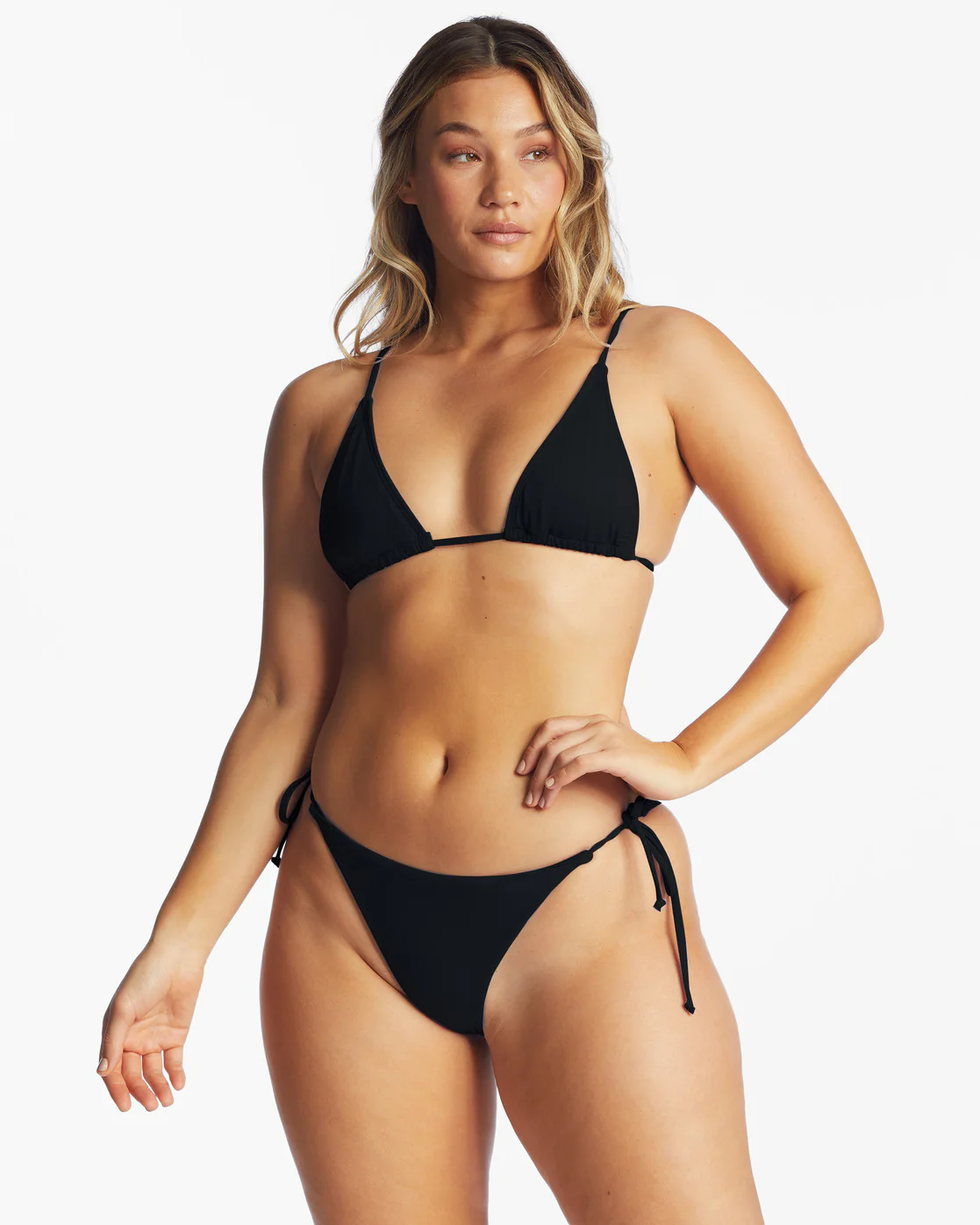 Billabong Sol Searcher Tie-Side Tanga Bikini Bottoms - Black Pebble -Biliabong Outlet