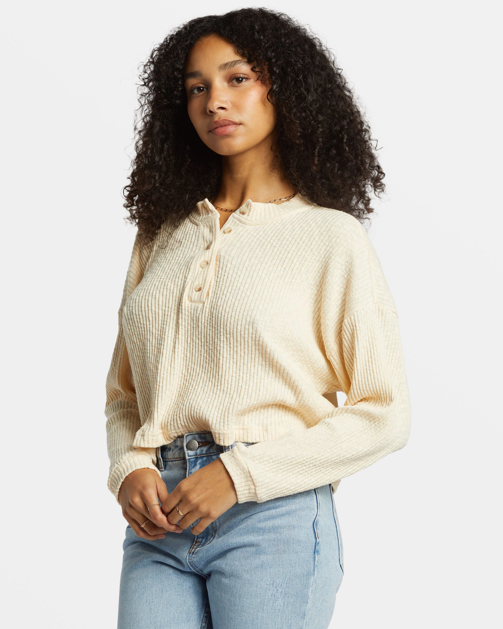 Billabong Good Catch Henley T-shirt - White Cap -Biliabong Outlet