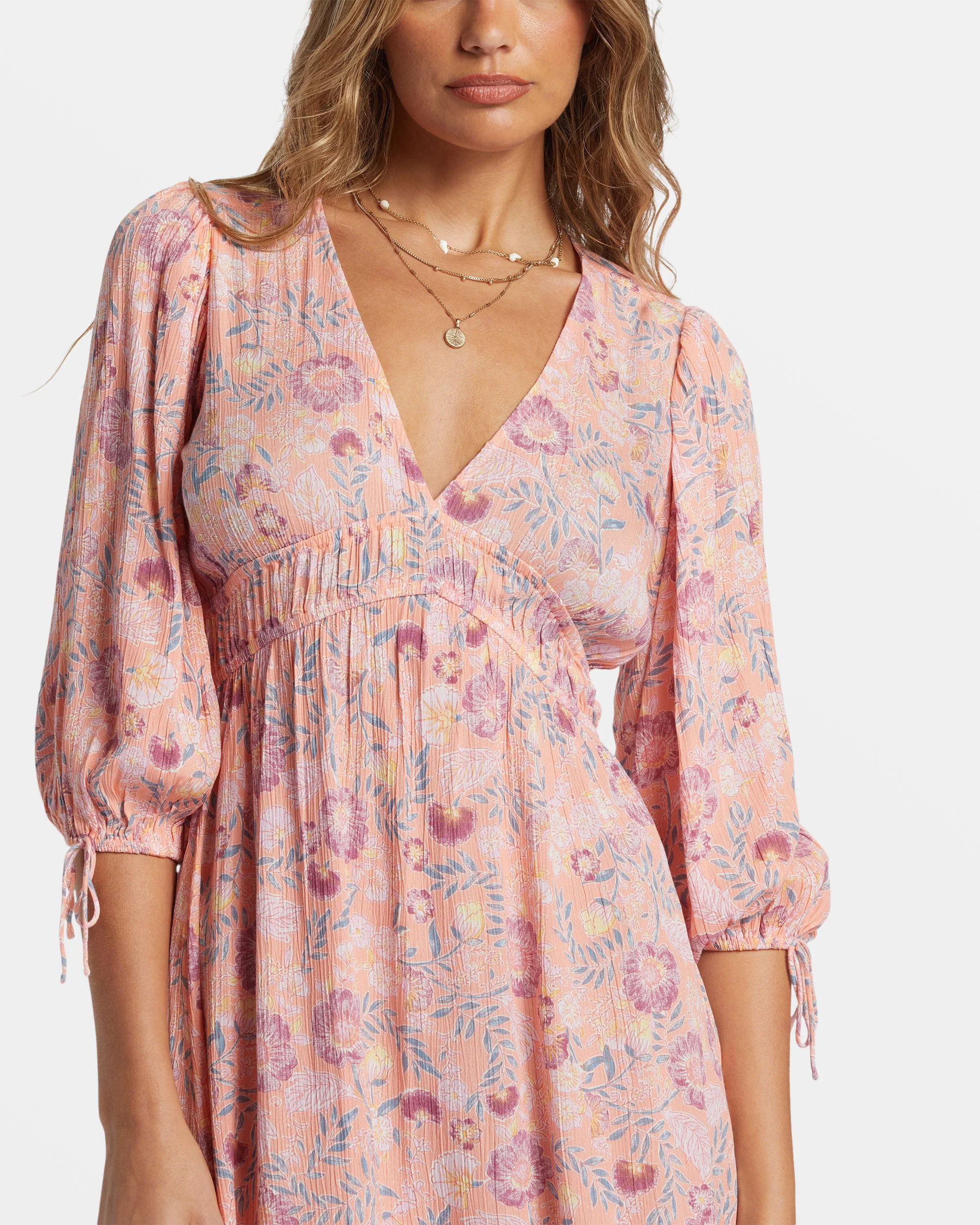 Billabong Paradise Sky Midi Dress - Peach Paradise -Biliabong Outlet