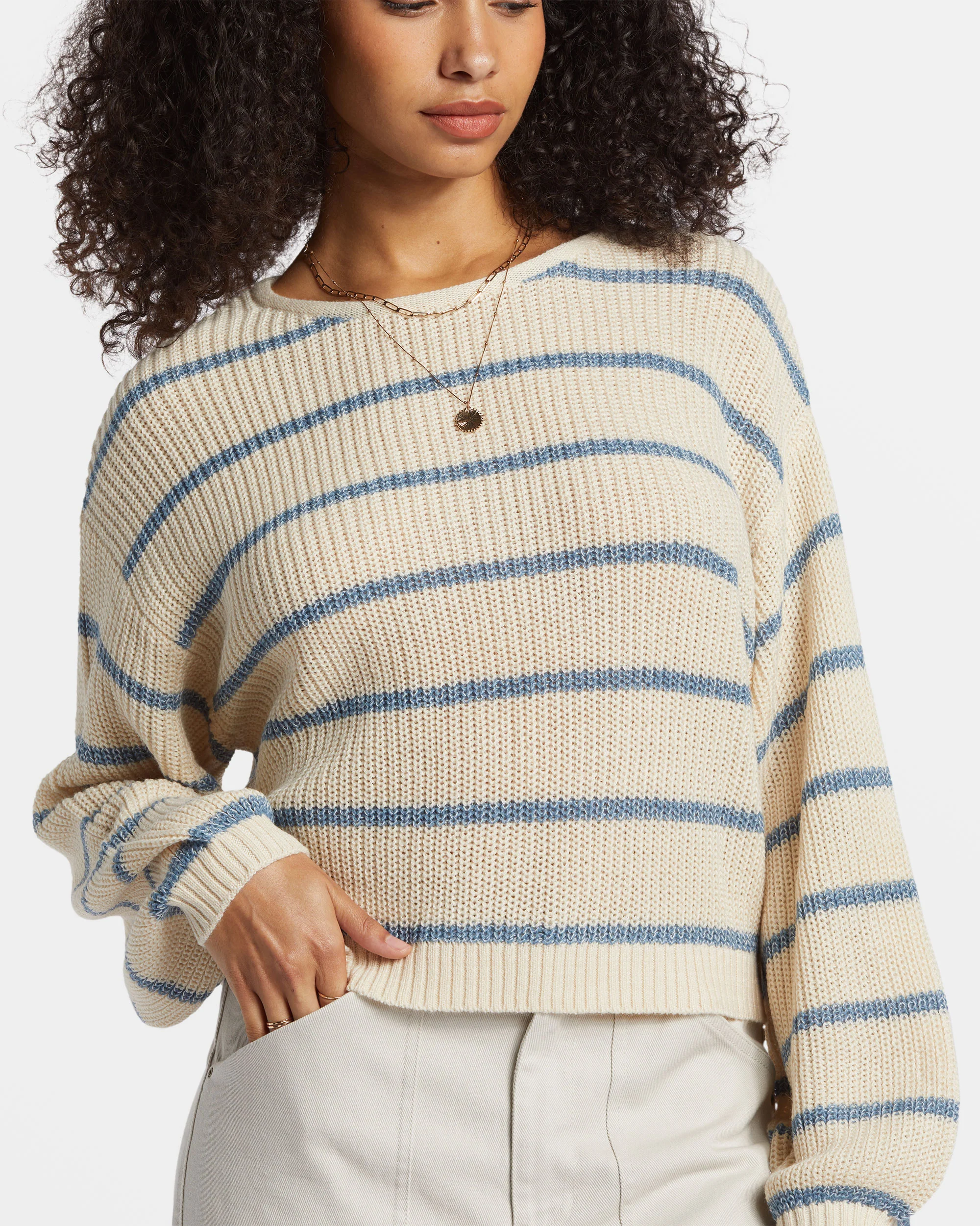 Billabong Changing Tides Pullover Sweater - Blue Shadow -Biliabong Outlet
