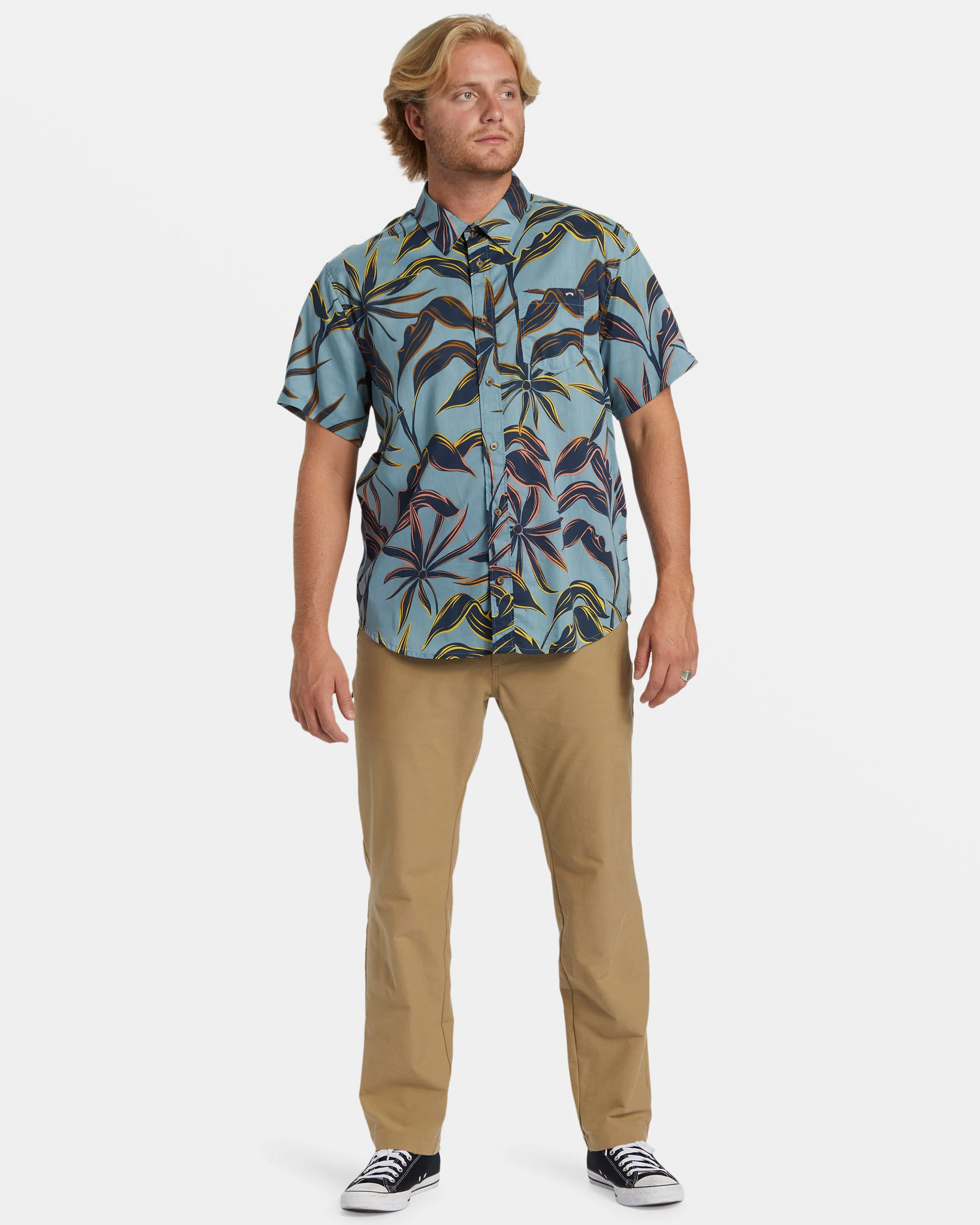 Billabong Sundays Short Sleeve Shirt - Washed Blue -Biliabong Outlet