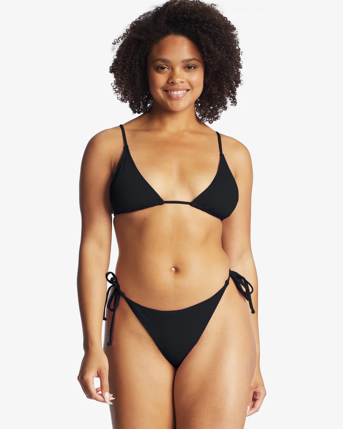 Billabong Sol Searcher Tie-Side Tanga Bikini Bottoms - Black Pebble -Biliabong Outlet