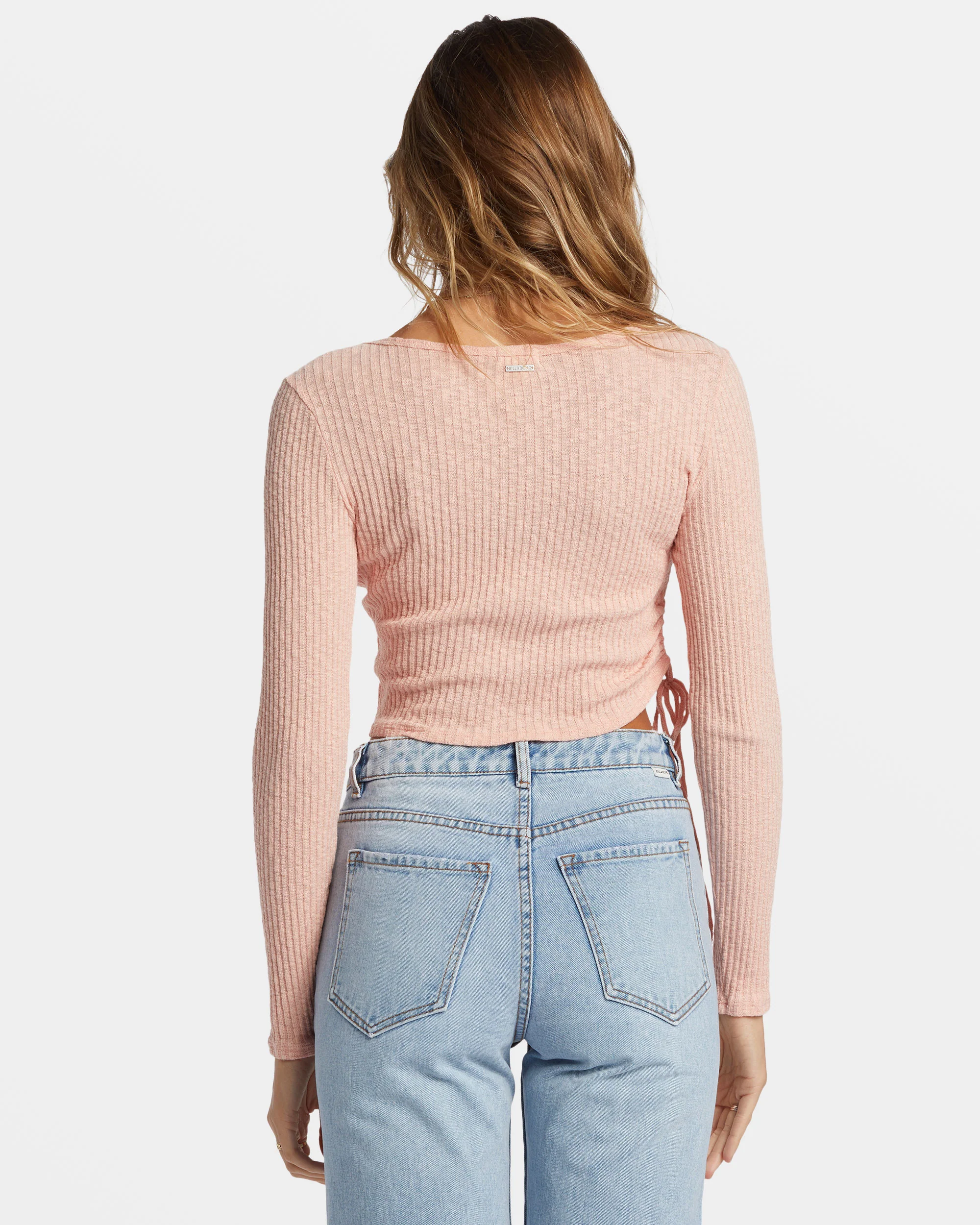Billabong Its A Vibe Long Sleeve Cropped Top - Dusty Peach -Biliabong Outlet