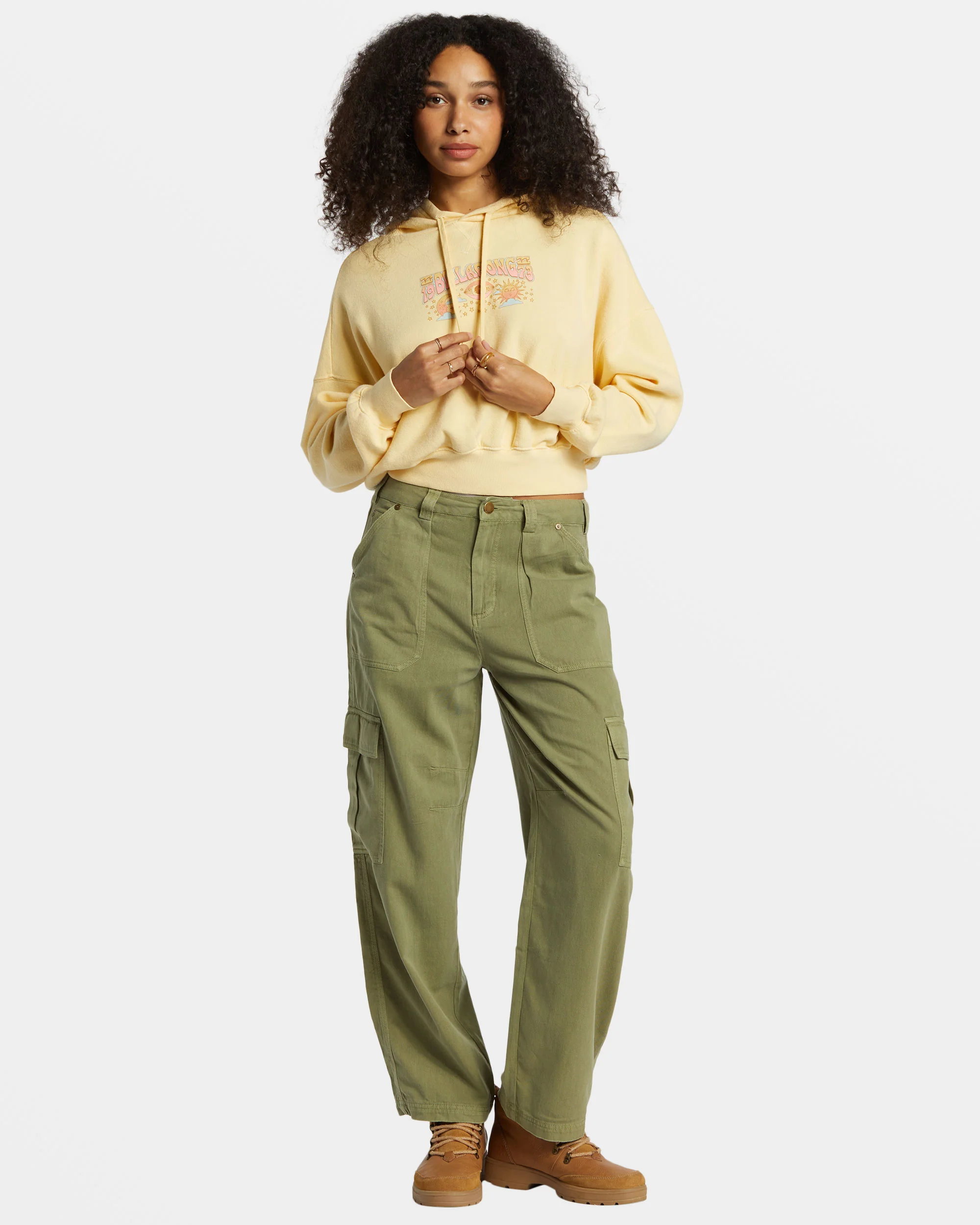 Billabong All Time Fleece Pullover Sweatshirt - Retro Yellow -Biliabong Outlet