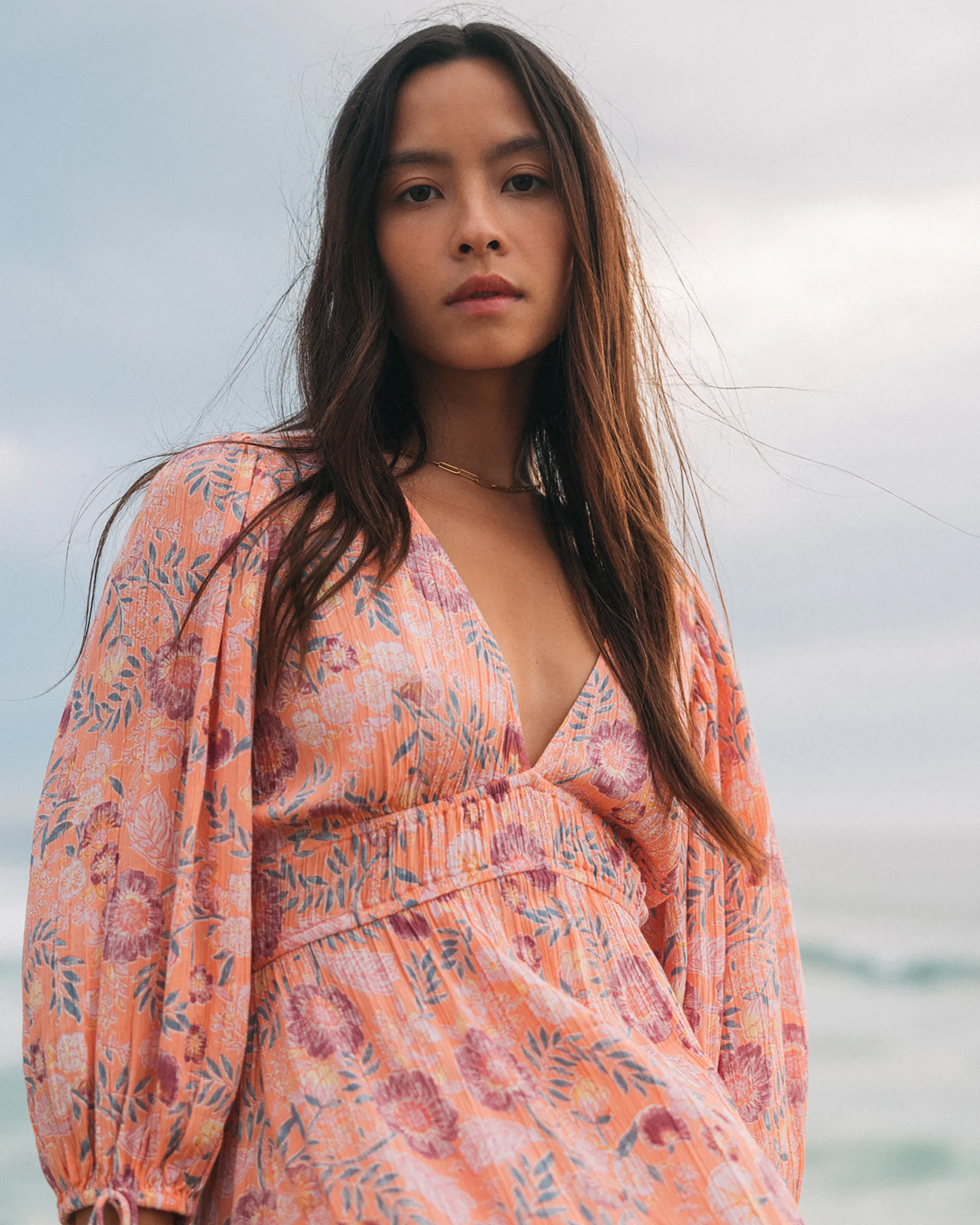 Billabong Paradise Sky Midi Dress - Peach Paradise -Biliabong Outlet