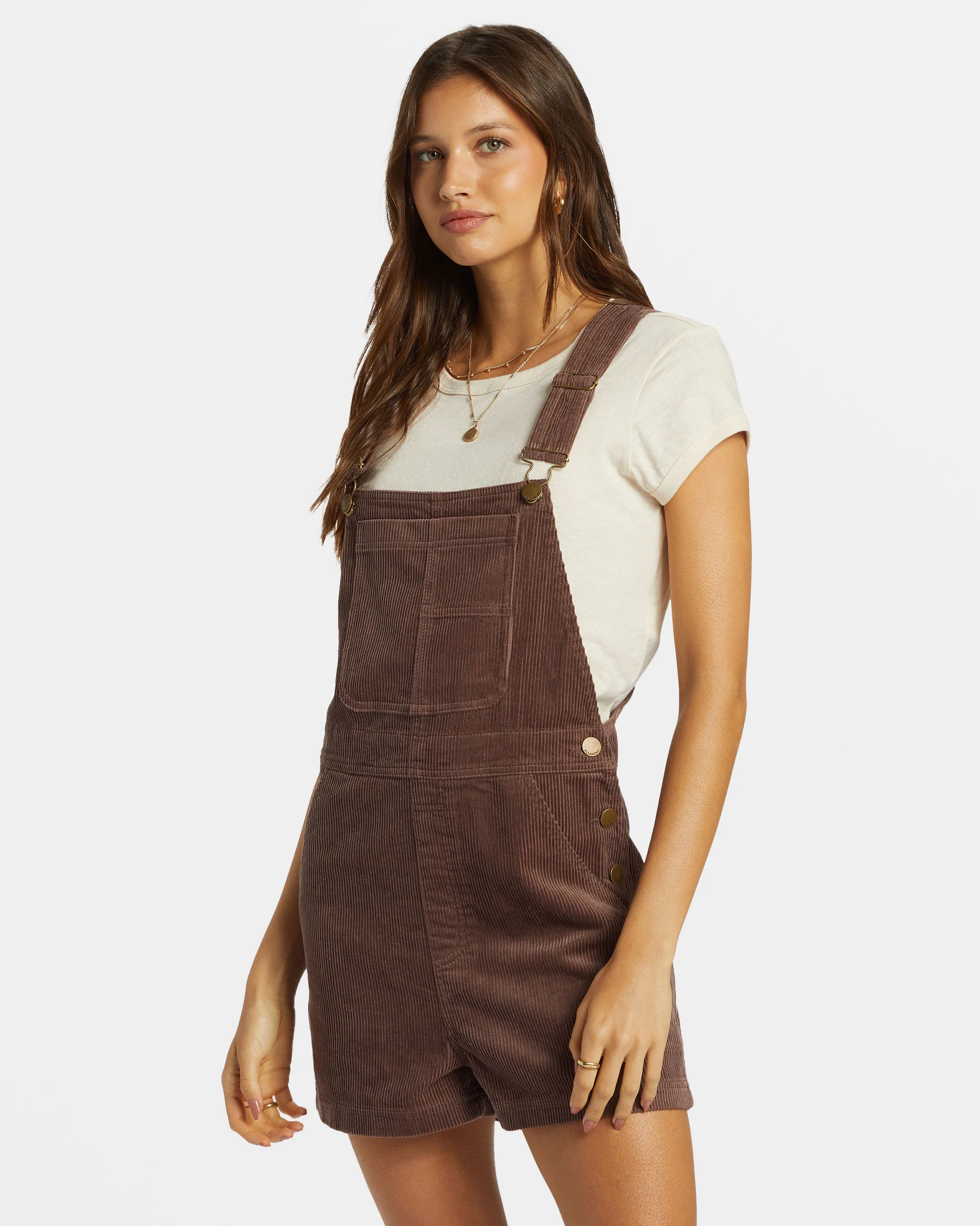 Billabong Sand Canyon Corduroy Shortall Romper - Kona -Biliabong Outlet