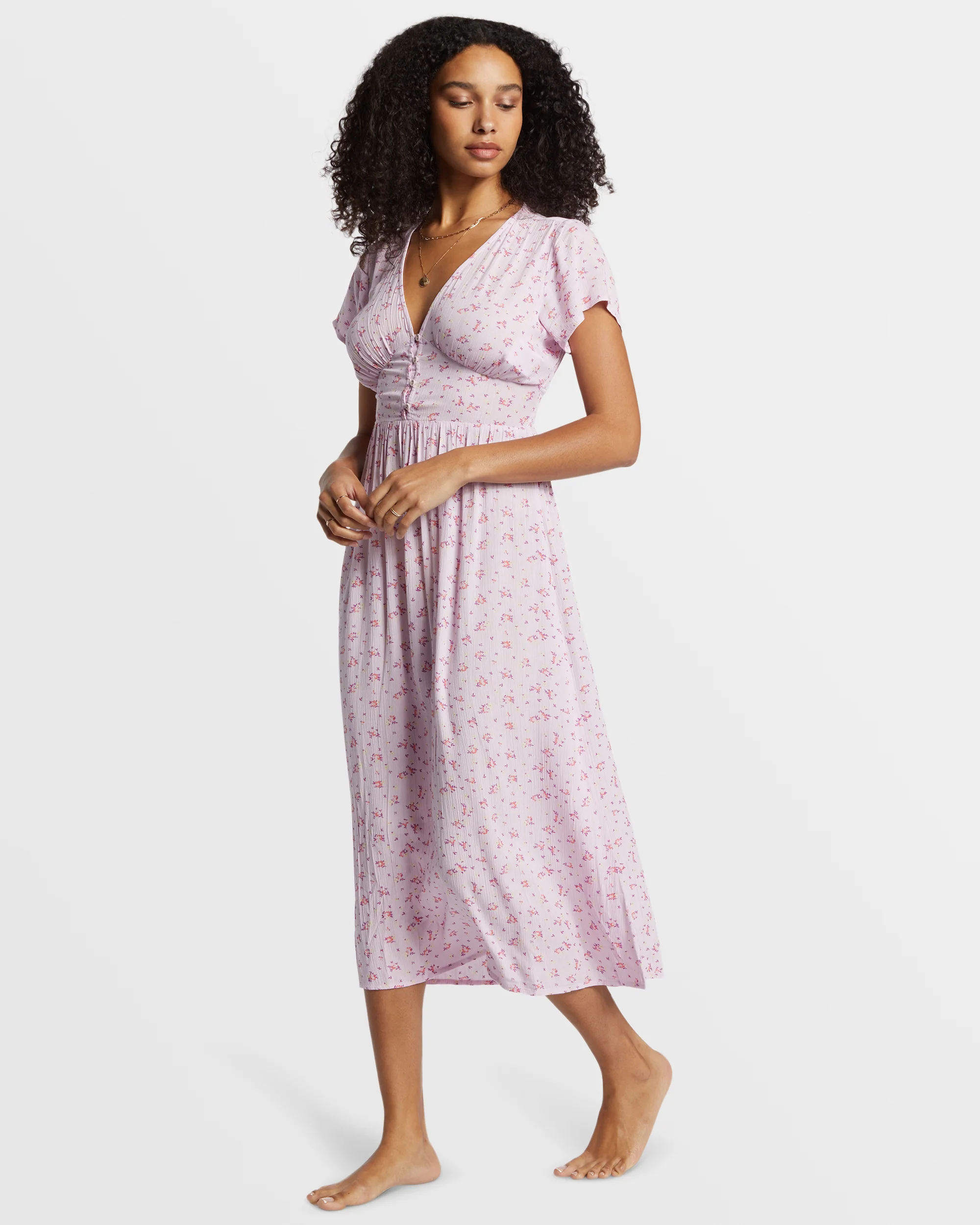 Billabong Morning Sky Midi Dress - Iced Lavender -Biliabong Outlet