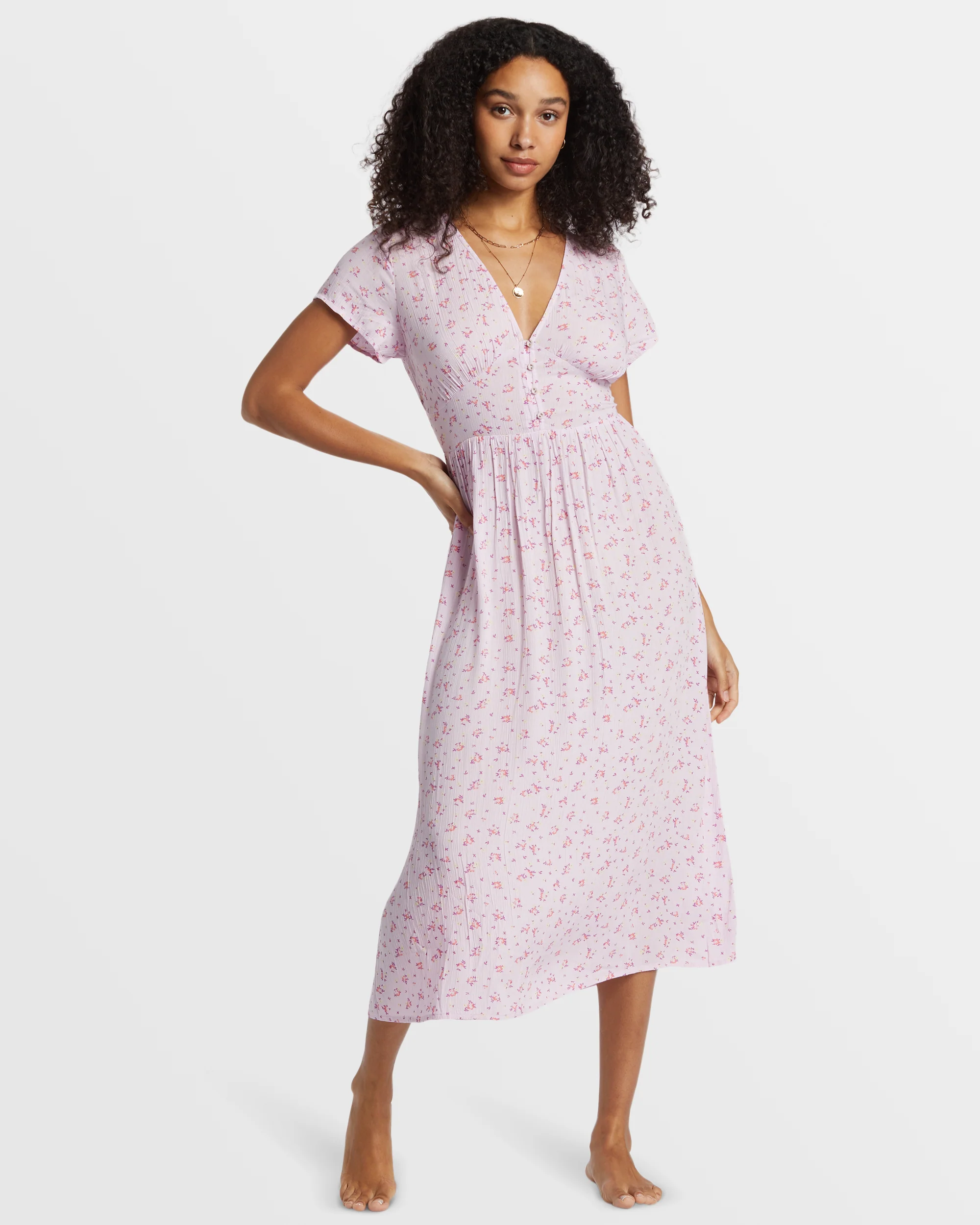 Billabong Morning Sky Midi Dress - Iced Lavender -Biliabong Outlet