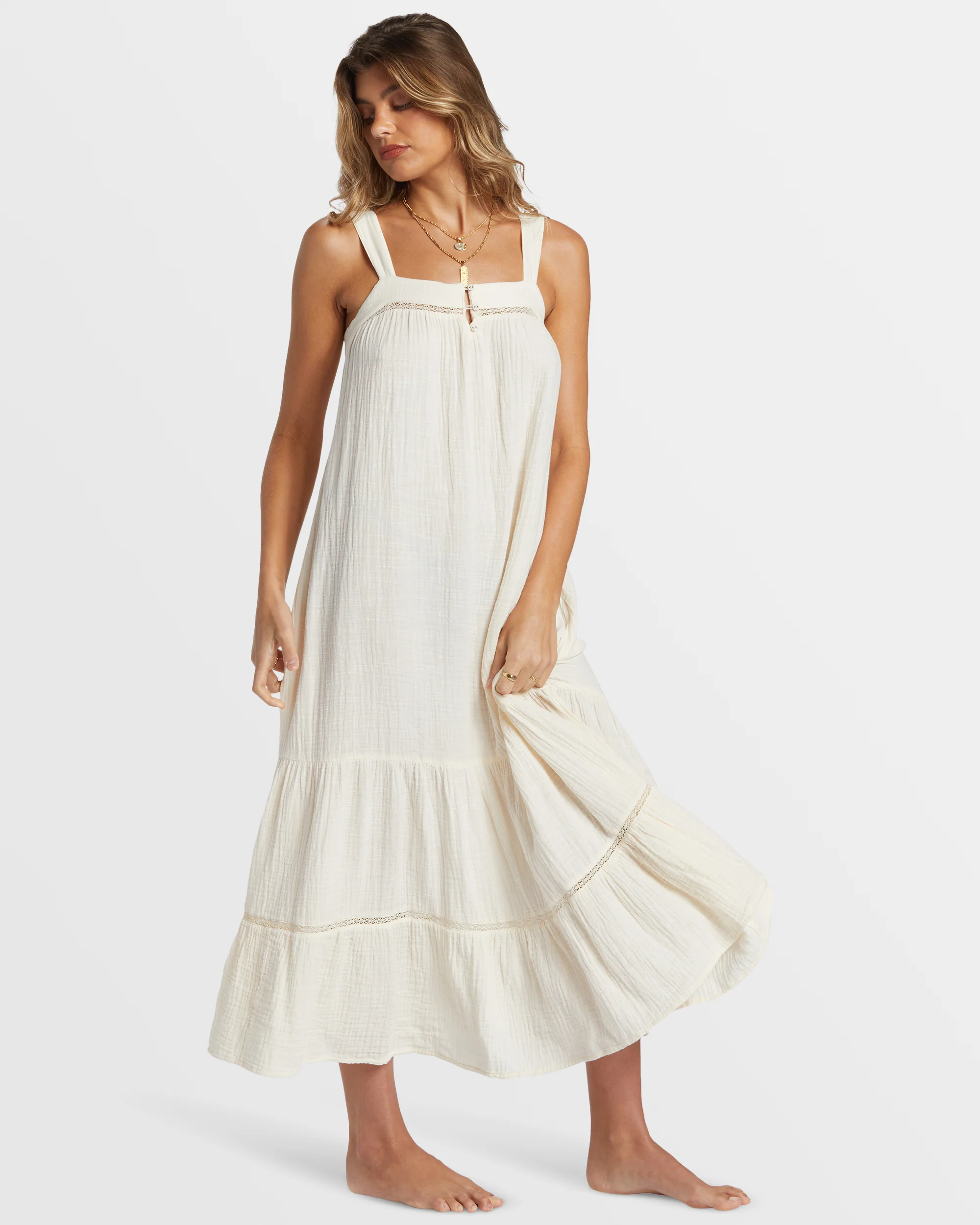 Billabong Summers End Maxi Dress - White Cap -Biliabong Outlet