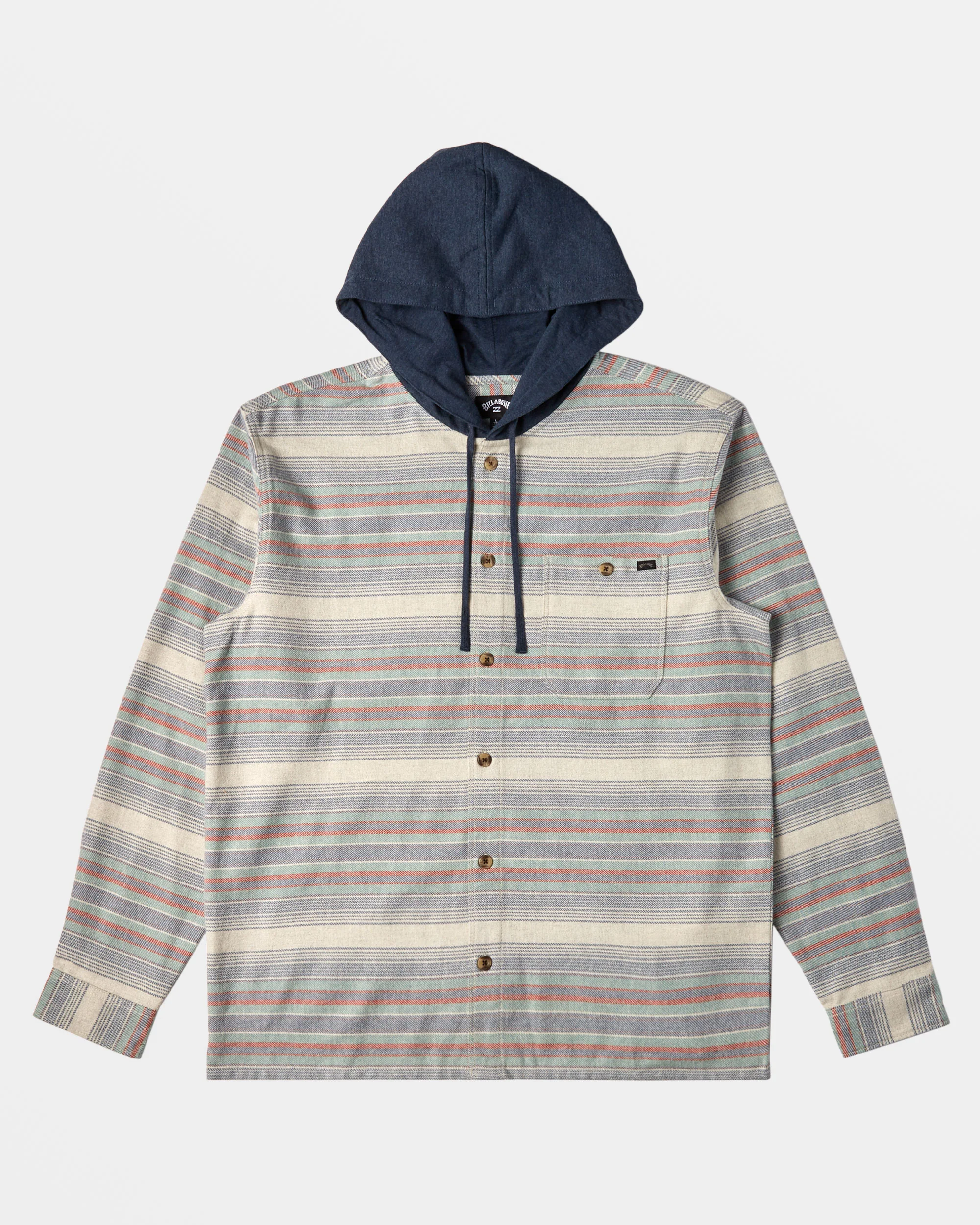 Billabong Baja Hooded Flannel Shirt - Slate Blue -Biliabong Outlet