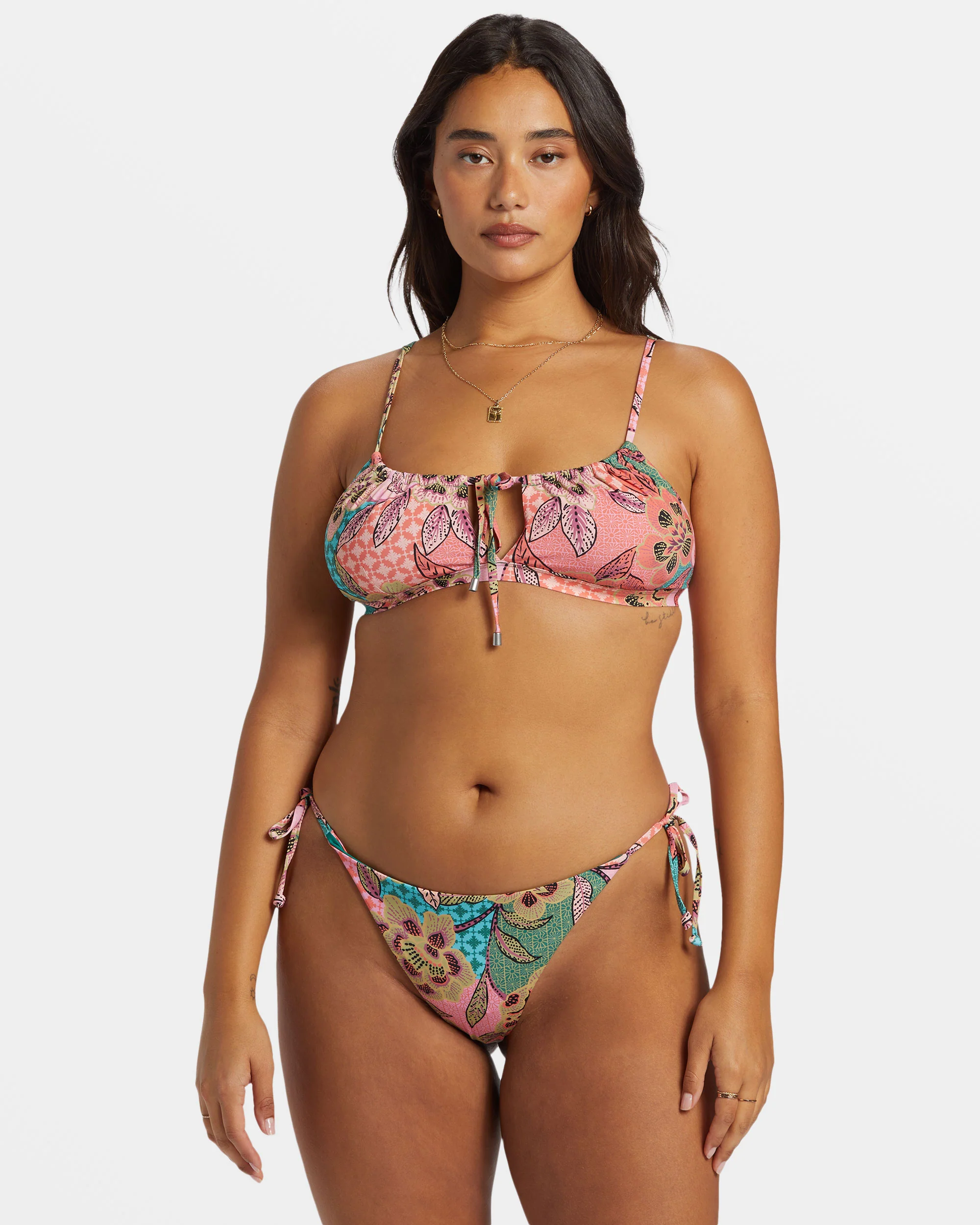 Billabong Visions Of Paradise Side-Tie Tanga Bikini Bottoms - Multi -Biliabong Outlet