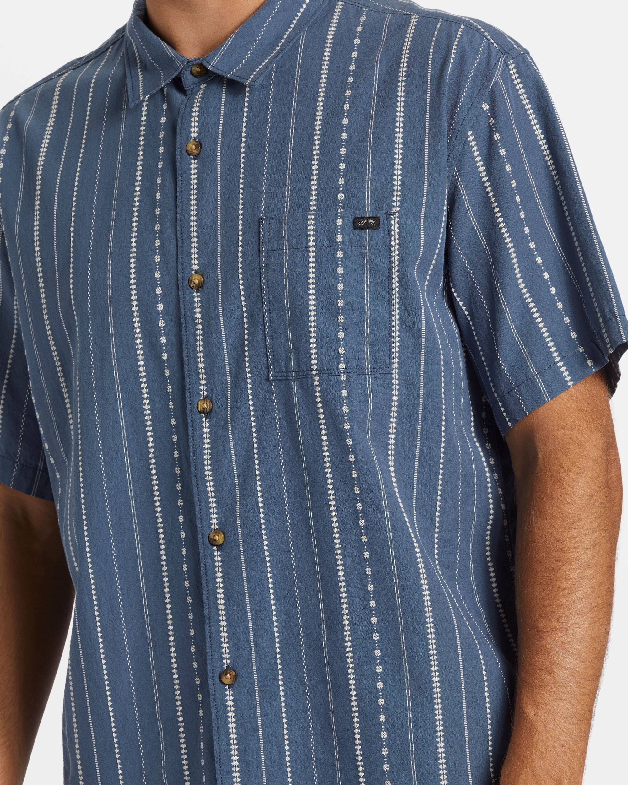 Billabong Sundays Jacquard Short Sleeve Shirt - Smoke Blue -Biliabong Outlet