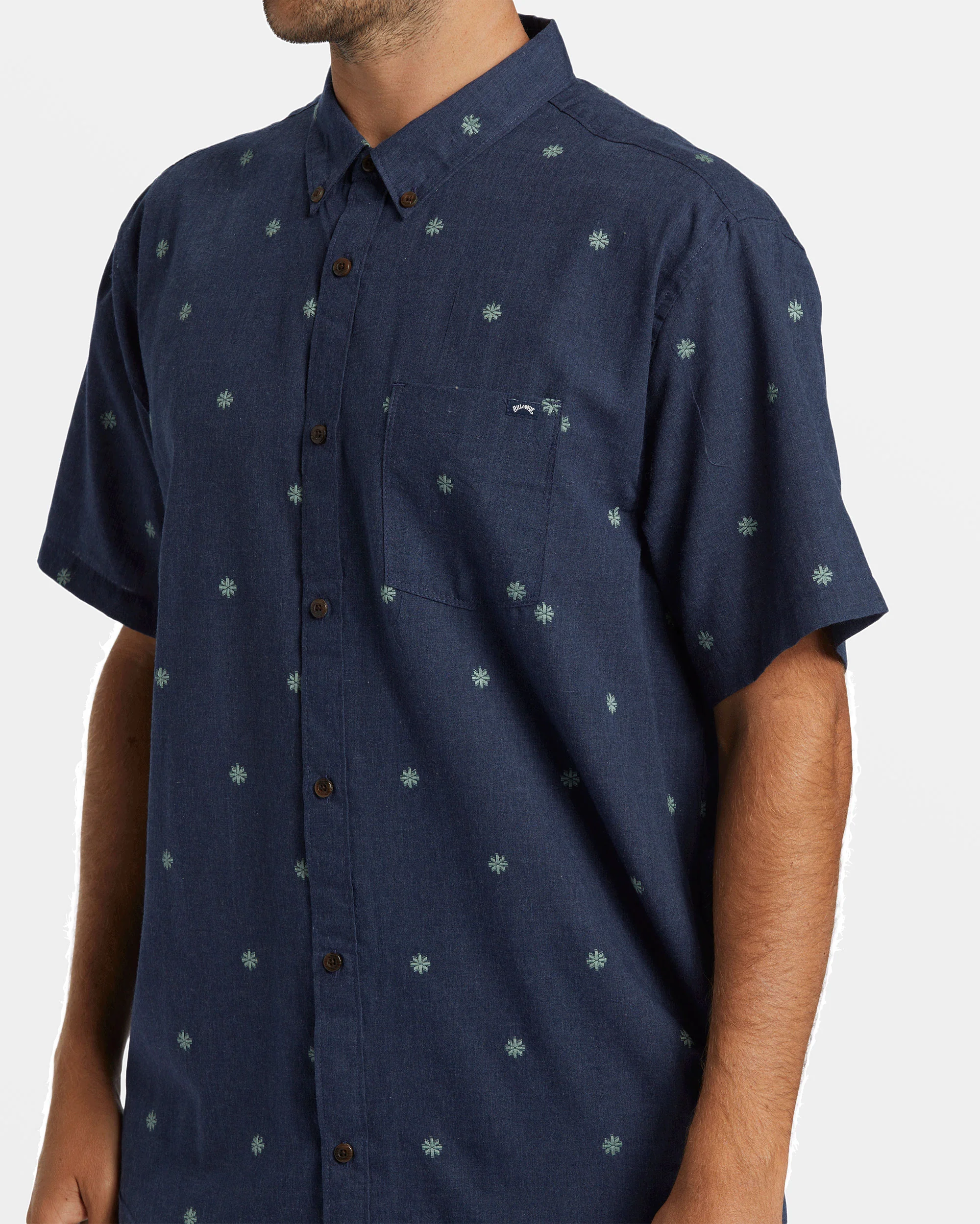 Billabong All Day Jacquard Short Sleeve Shirt - Dusty Navy -Biliabong Outlet