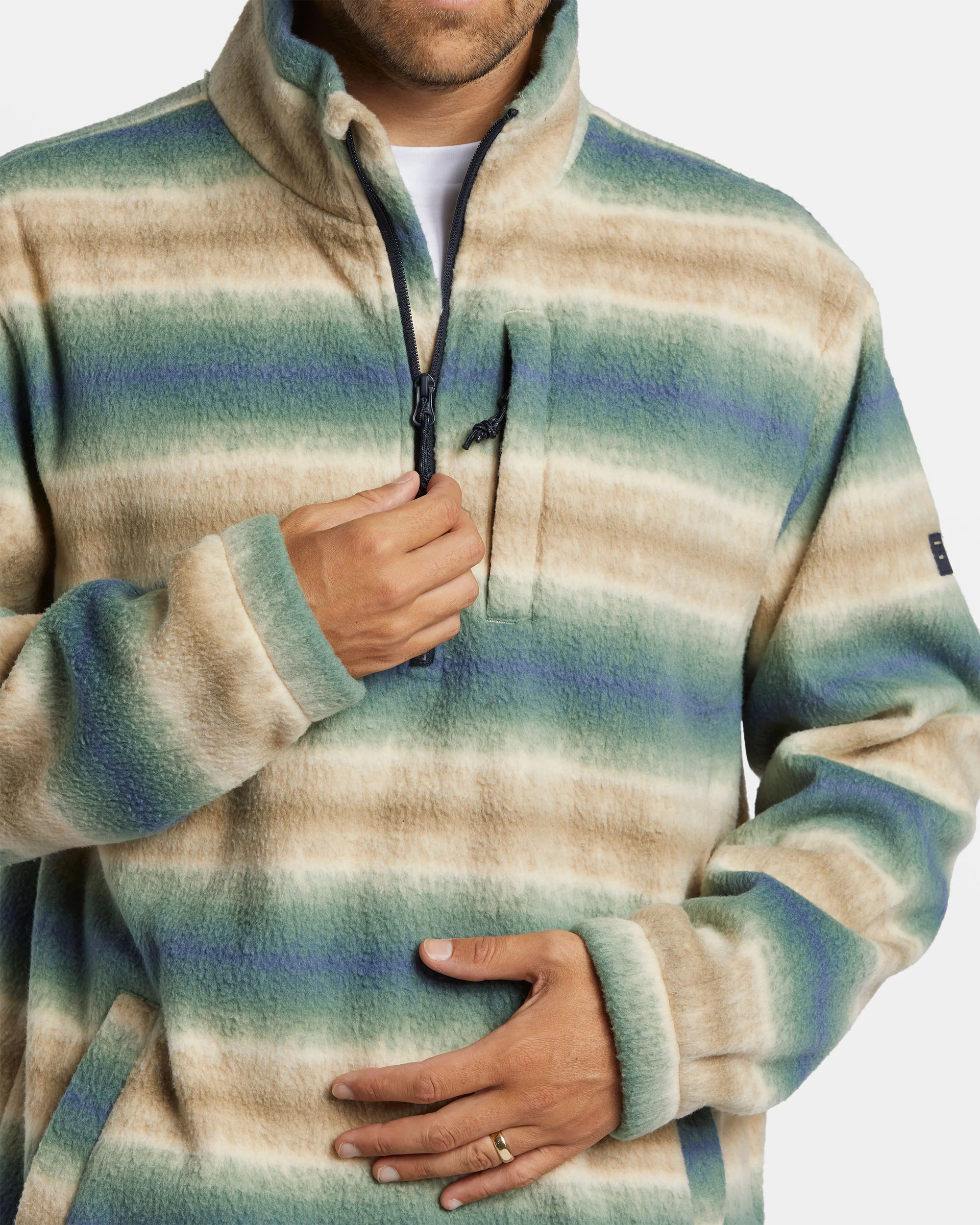 Billabong Boundary Polar Fleece Half Zip Pullover - Dune -Biliabong Outlet