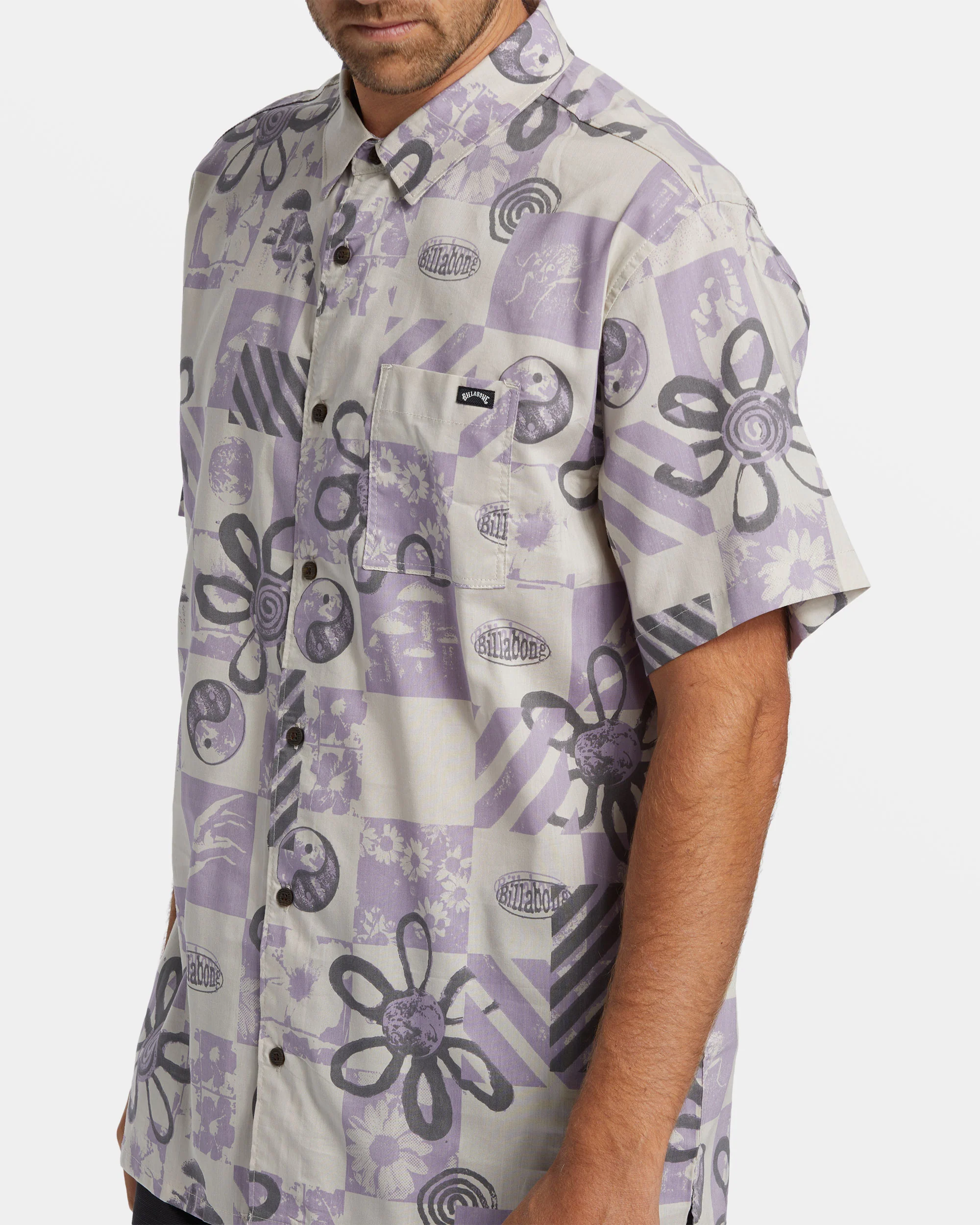 Billabong Double Vision Short Sleeve Shirt - Purple Ash -Biliabong Outlet