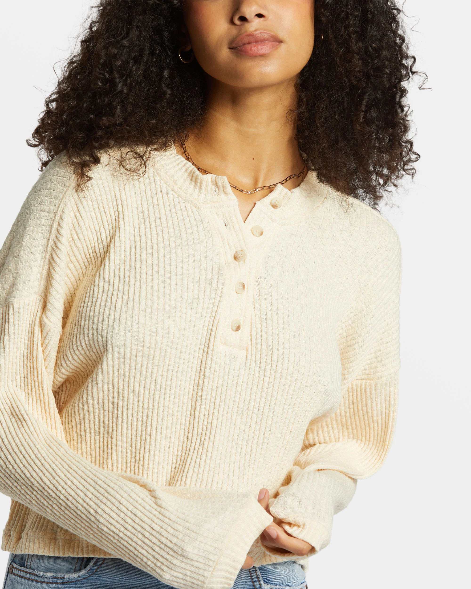 Billabong Good Catch Henley T-shirt - White Cap -Biliabong Outlet