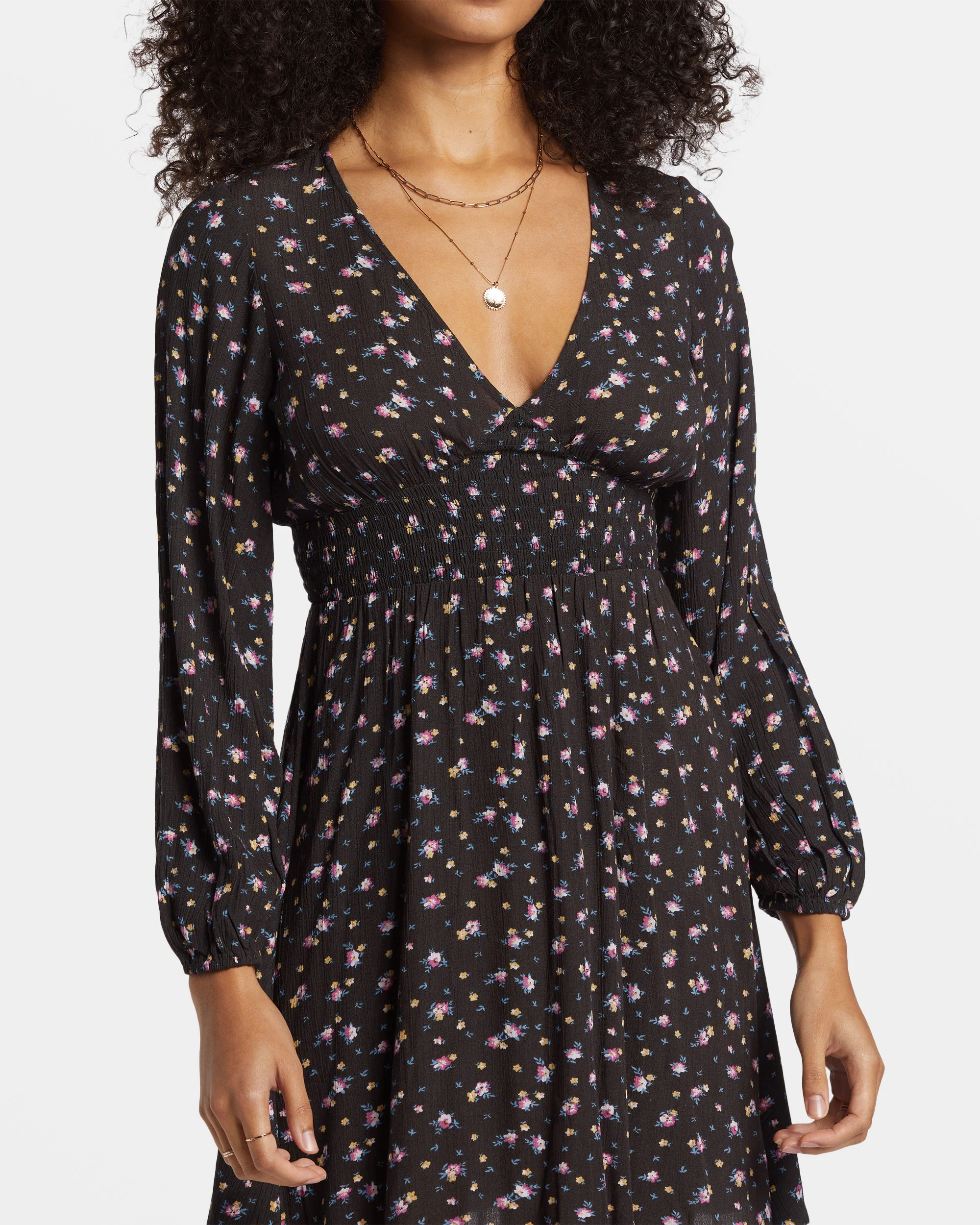 Billabong In Ur Dreams Long-Sleeve Mini Dress - Black Sands -Biliabong Outlet