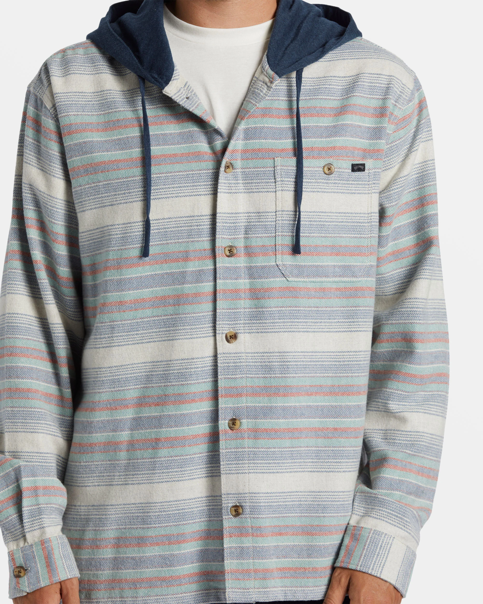 Billabong Baja Hooded Flannel Shirt - Slate Blue -Biliabong Outlet