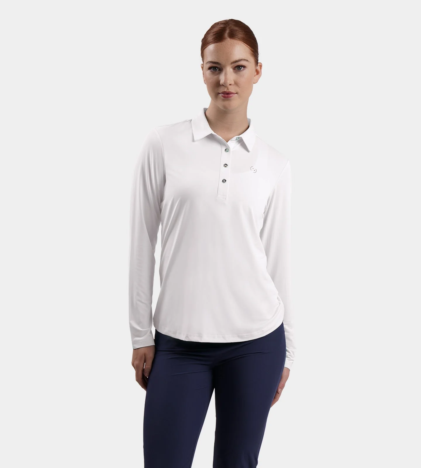 LADIES ELITE LONG SLEEVE POLO - WHITE