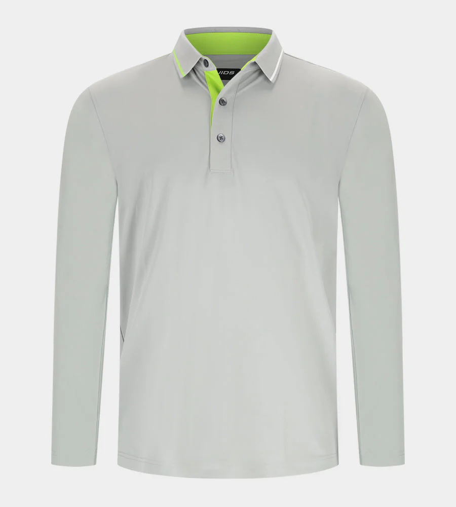 BAND LONG SLEEVE POLO - GREY