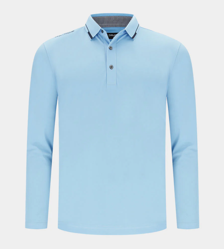 LEADER LONG SLEEVE POLO - BLUE/NAVY