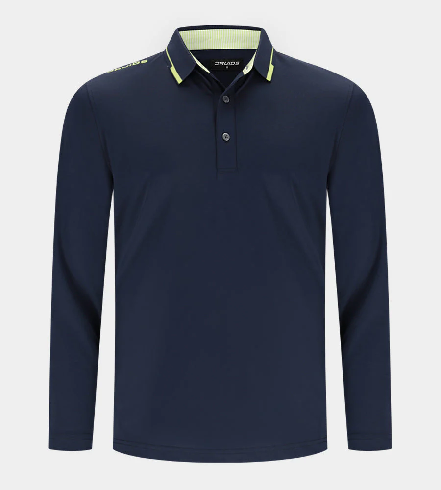 LEADER LONG SLEEVE POLO - NAVY/LIME