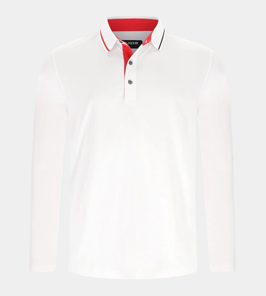 BAND LONG SLEEVE POLO - WHITE