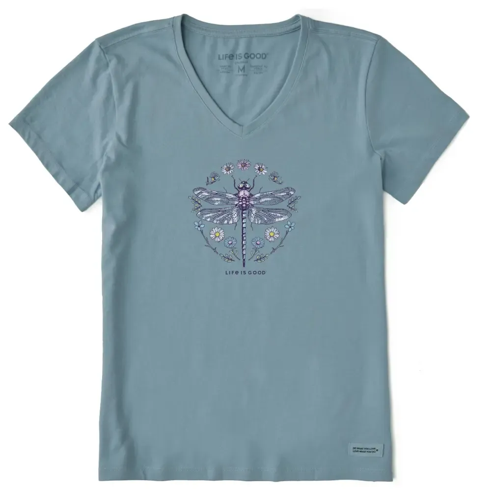 Women's Life is Good Dragonfly Short Sleeve Crusher-LITE Vee